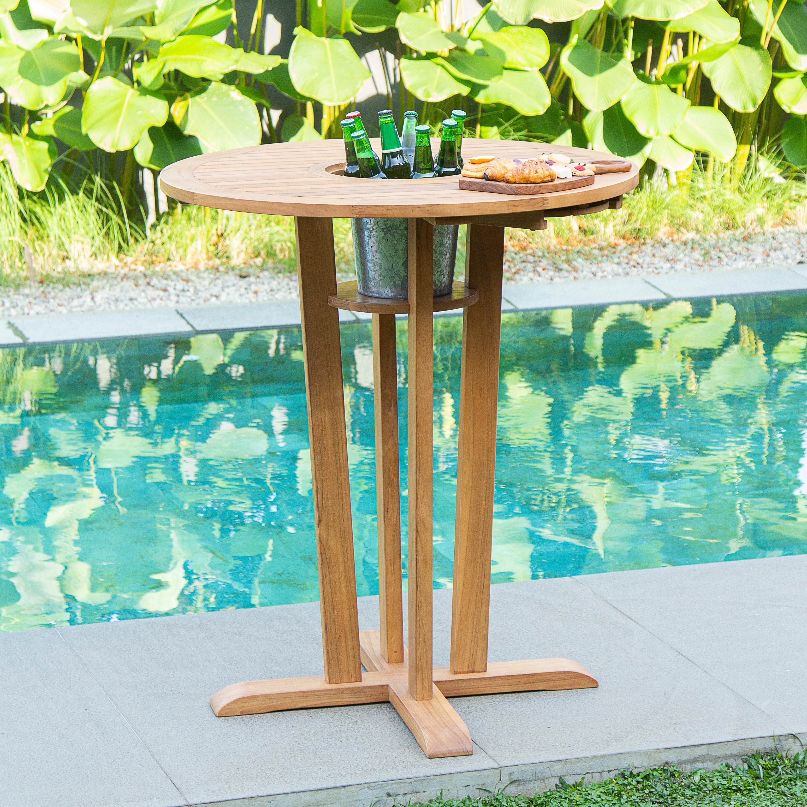 Eden Teak Wood Outdoor Bar Dining Table - Image 4