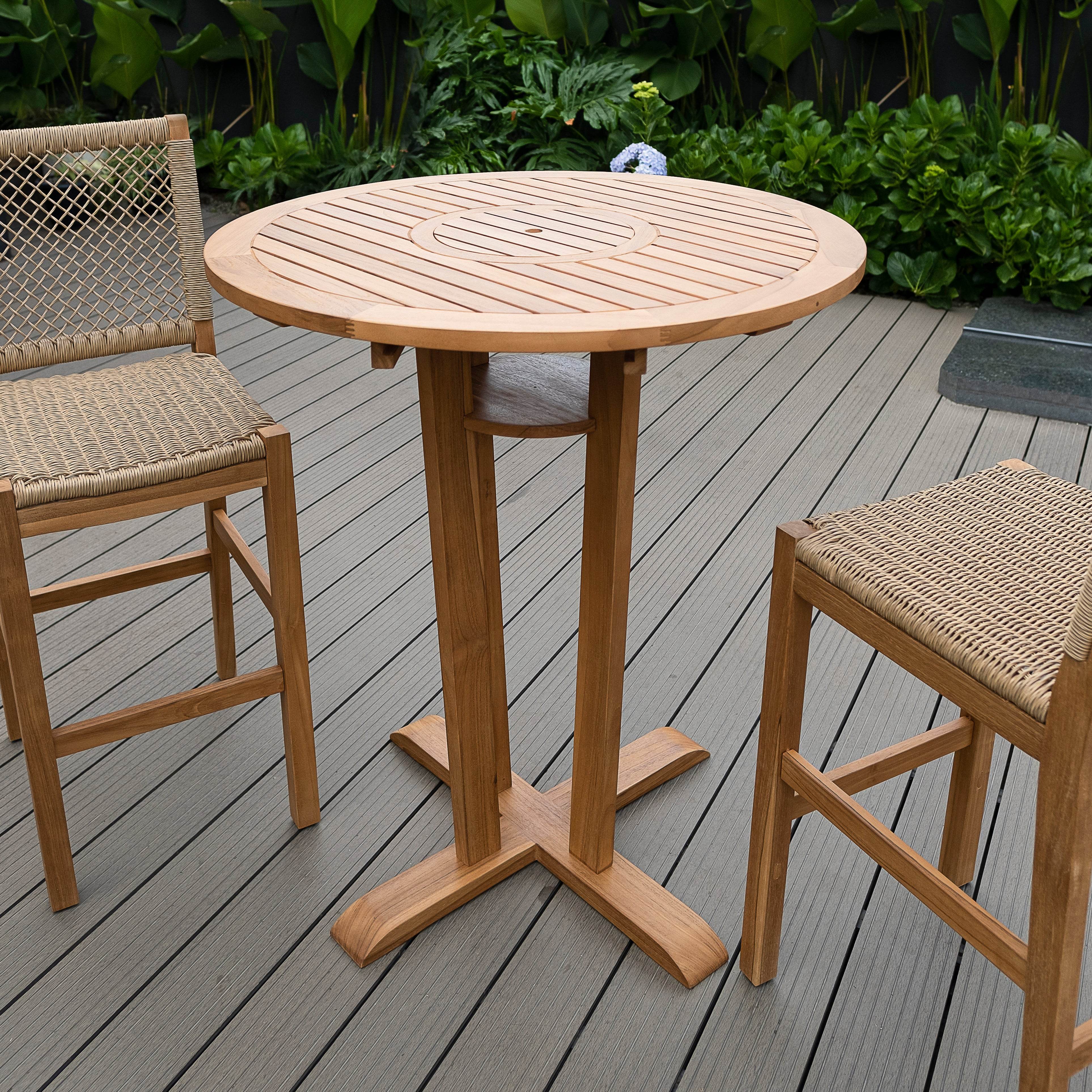 Eden Teak Wood Outdoor Bar Dining Table - Image 8