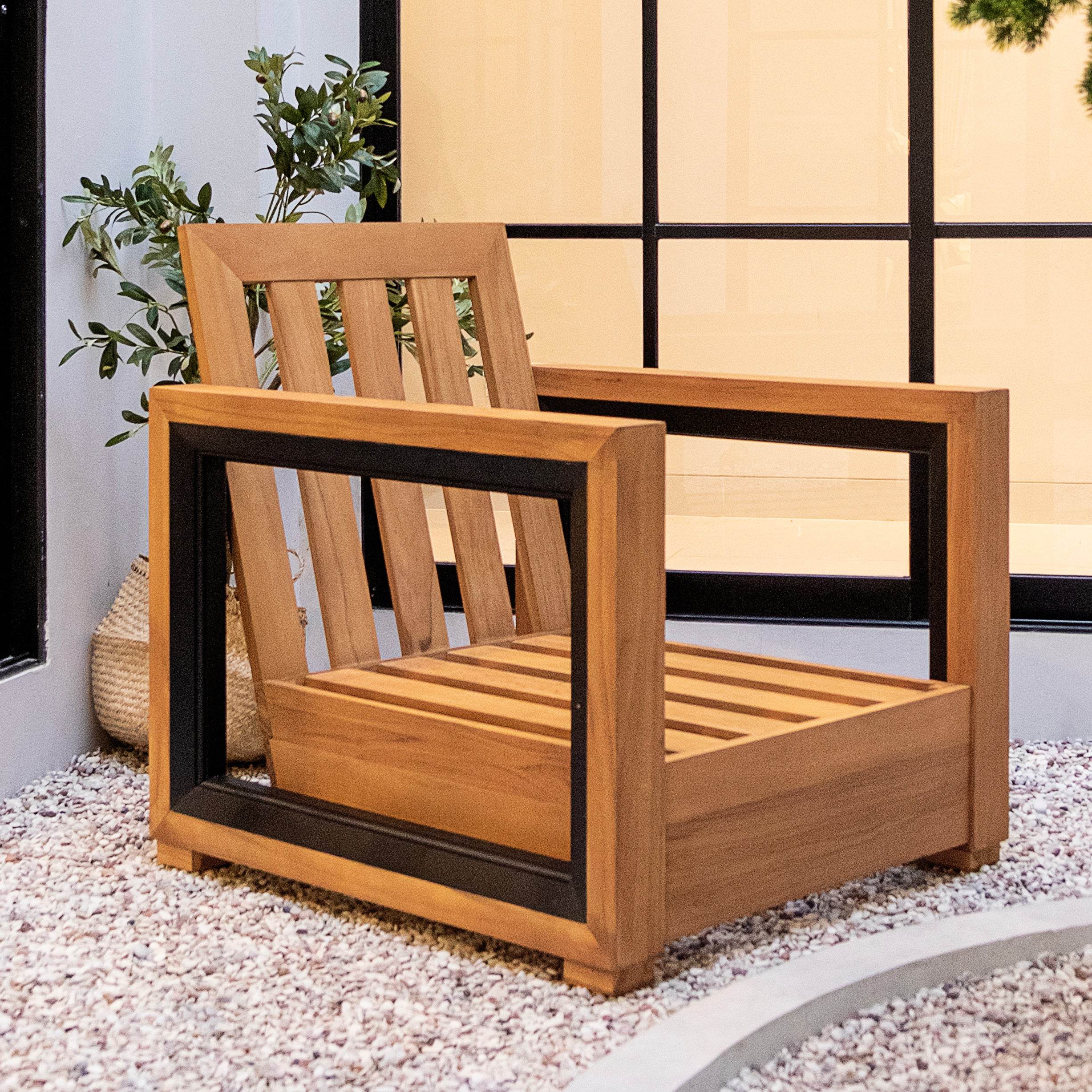 Hans Teak Outdoor Lounge Chair with Ivory Cushion - Image 13