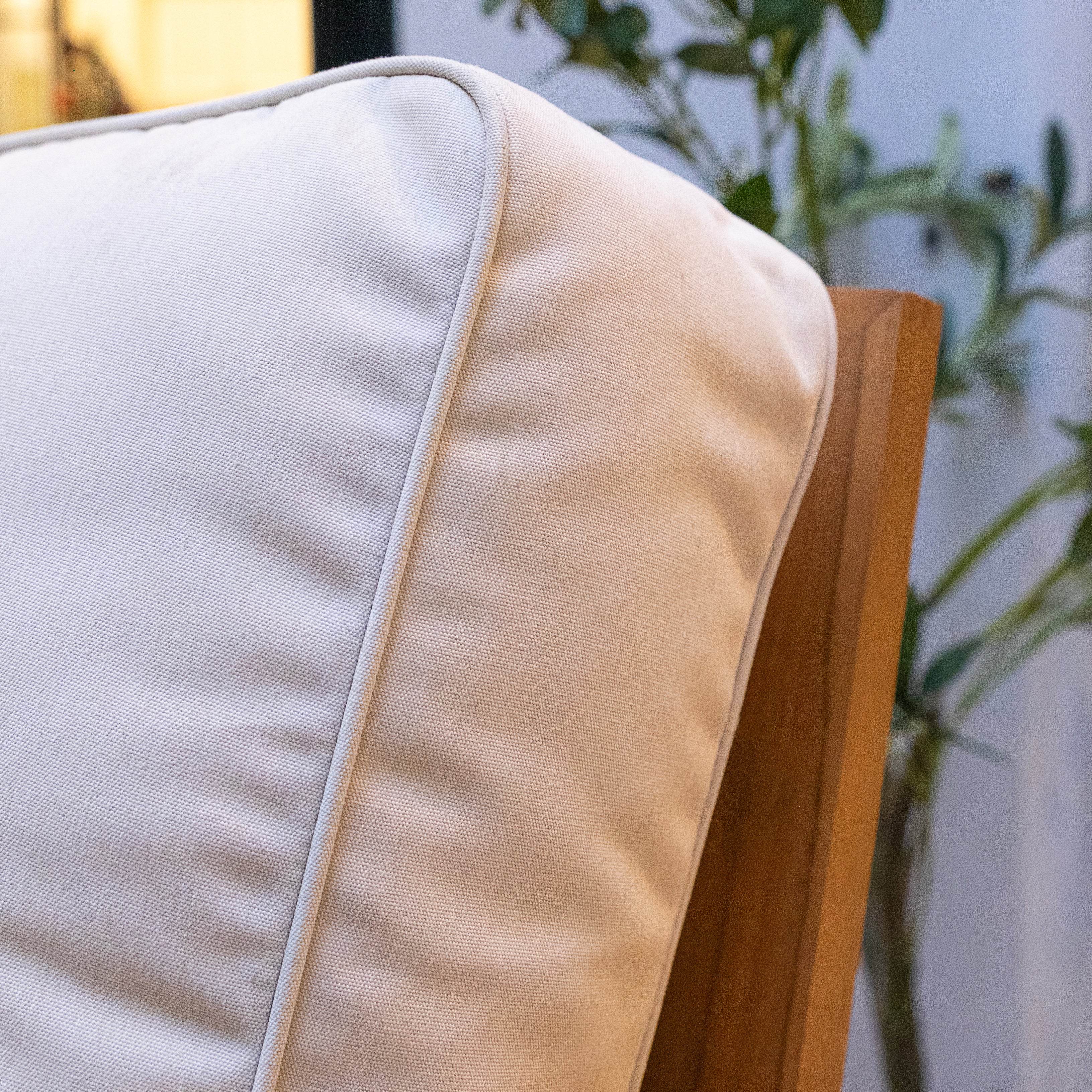 Hans Teak Outdoor Lounge Chair with Ivory Cushion - Image 17
