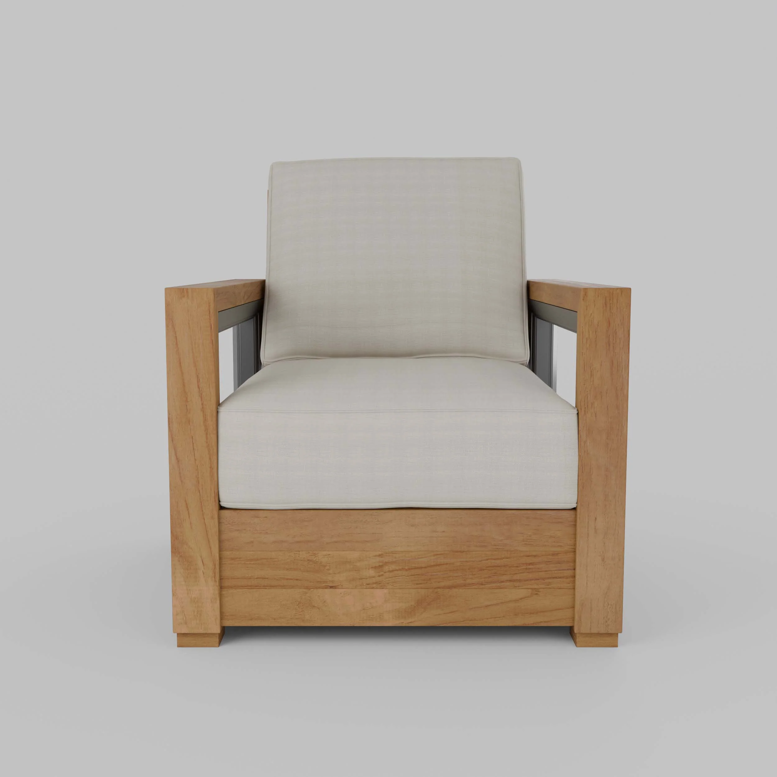 Hans Teak Outdoor Lounge Chair with Ivory Cushion - Image 22