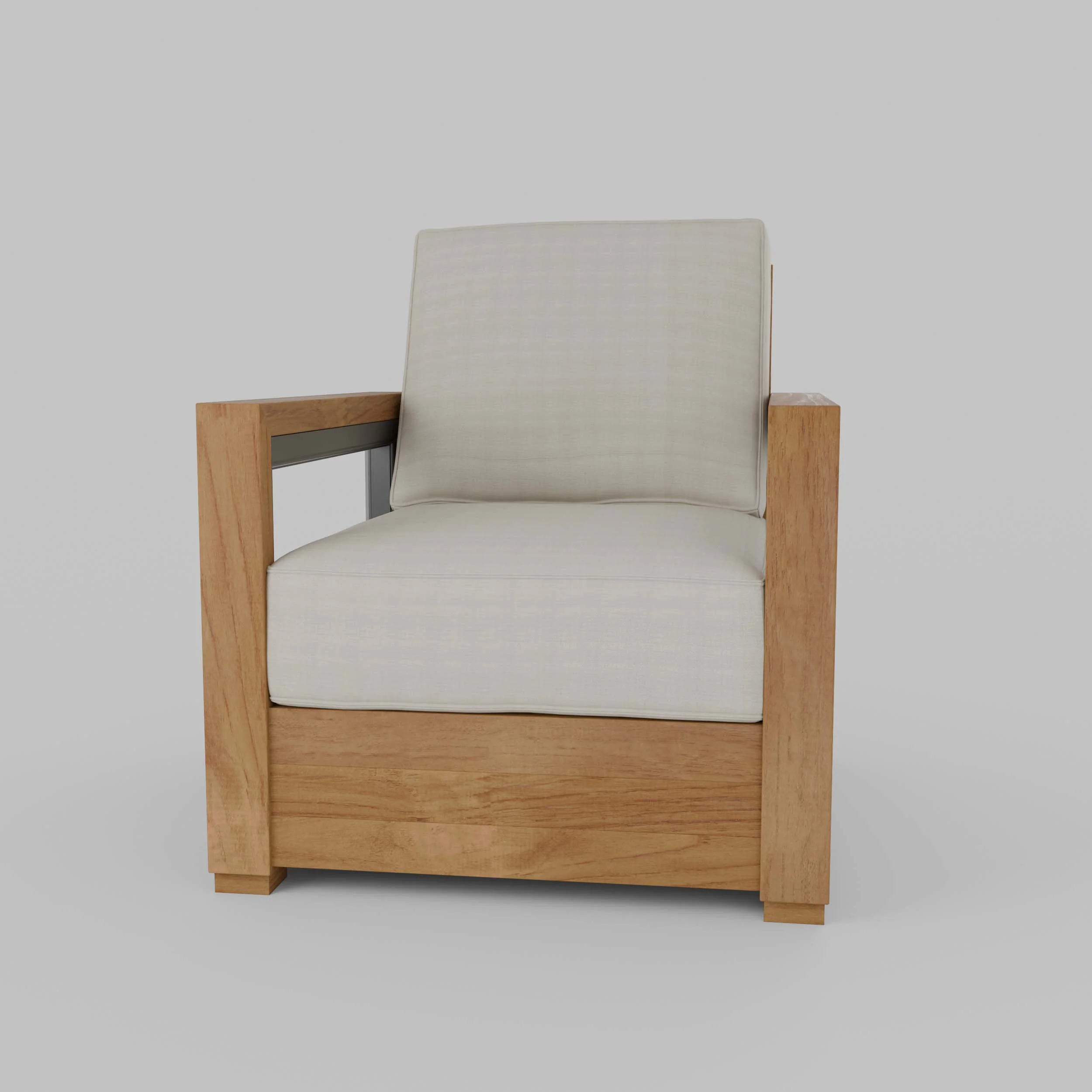 Hans Teak Outdoor Lounge Chair with Ivory Cushion - Image 24
