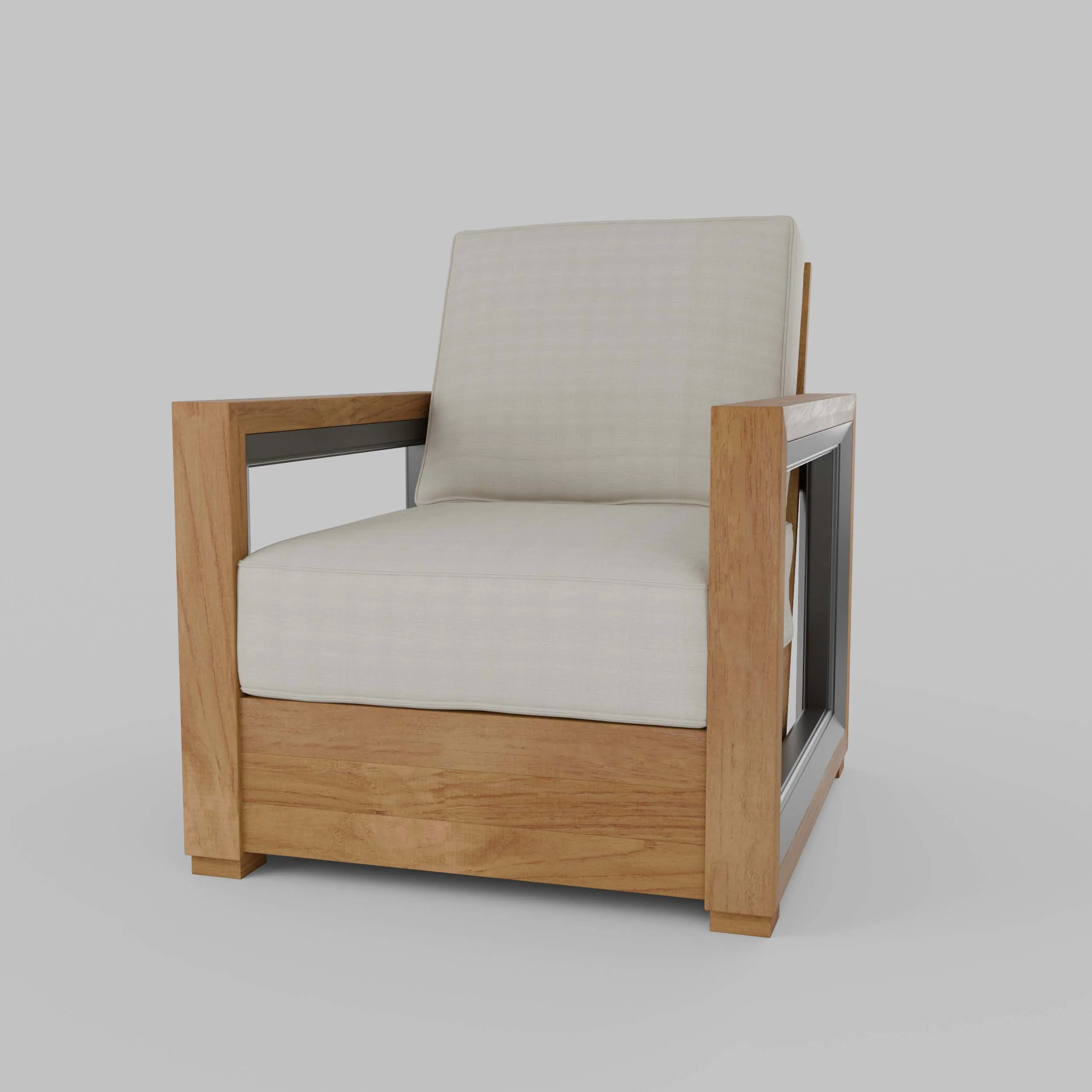 Hans Teak Outdoor Lounge Chair with Ivory Cushion - Image 25