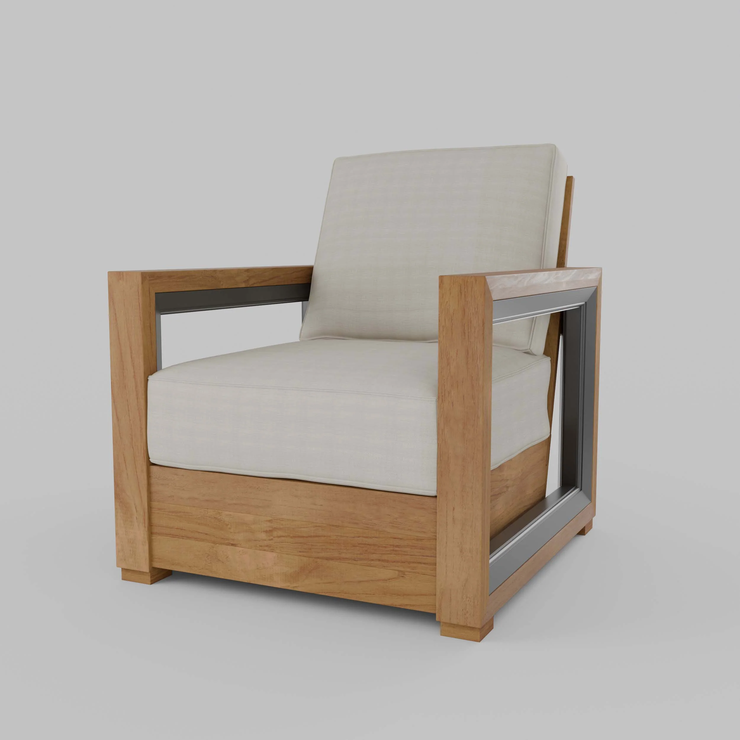 Hans Teak Outdoor Lounge Chair with Ivory Cushion - Image 26