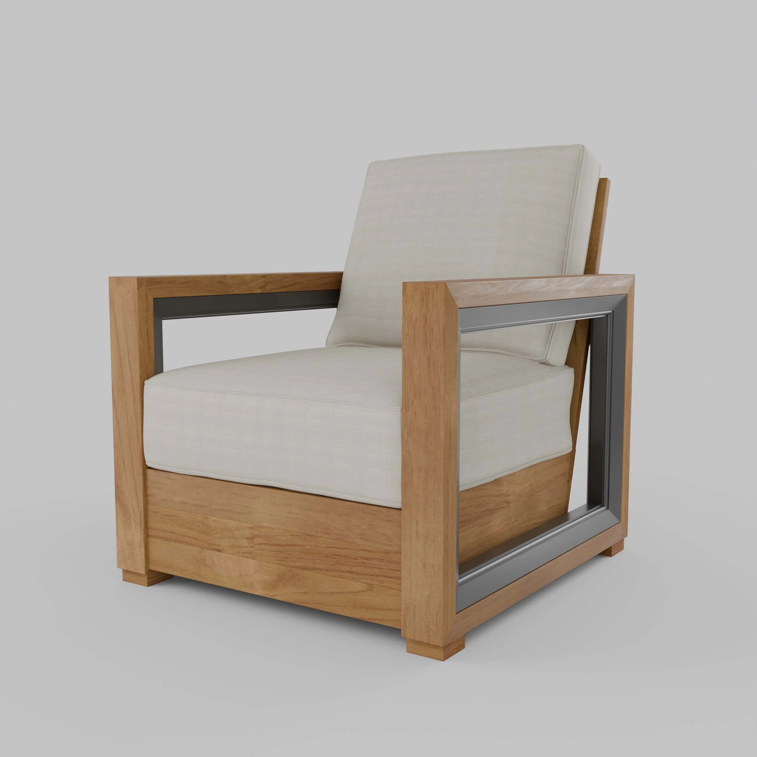 Hans Teak Outdoor Lounge Chair with Ivory Cushion - Image 27