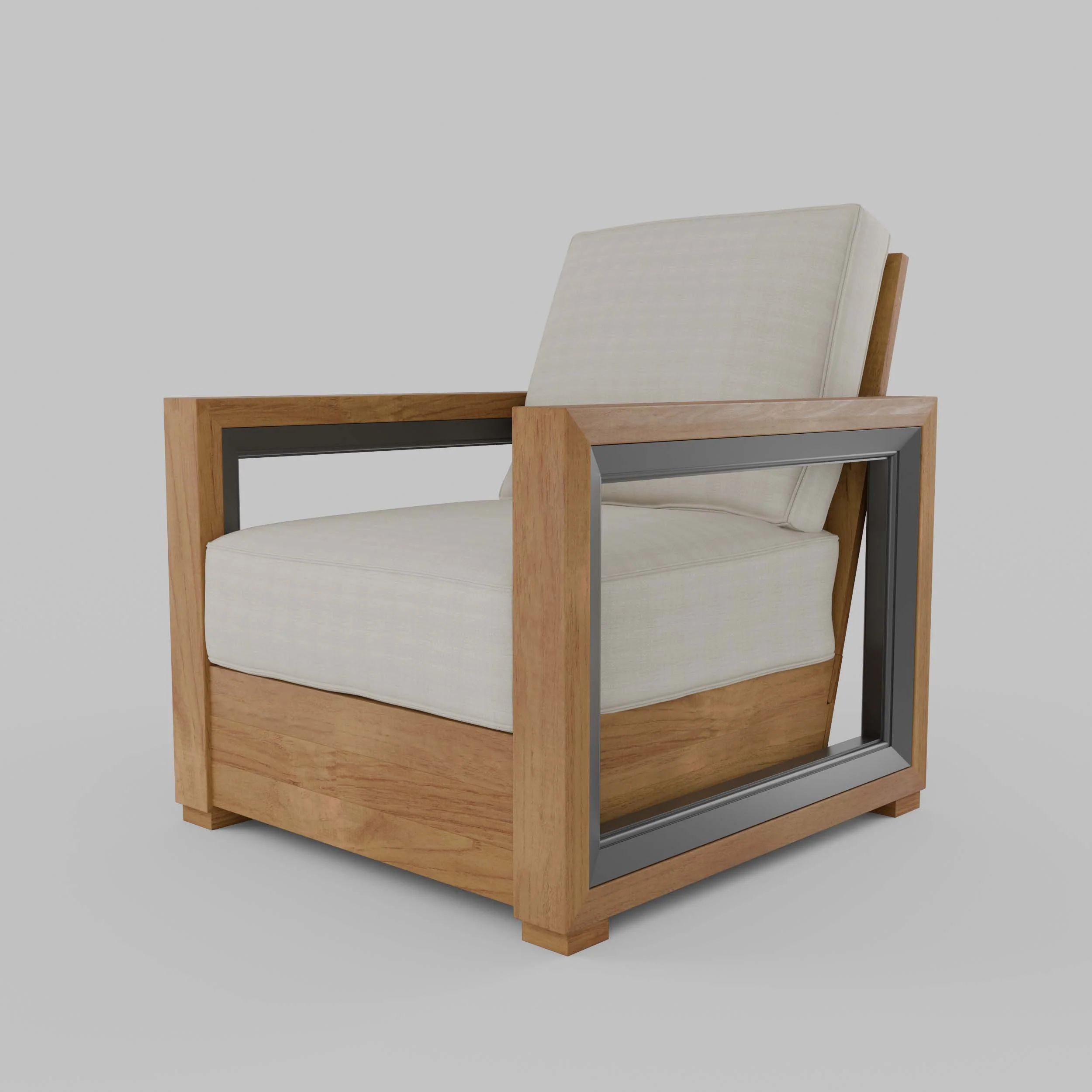 Hans Teak Outdoor Lounge Chair with Ivory Cushion - Image 28