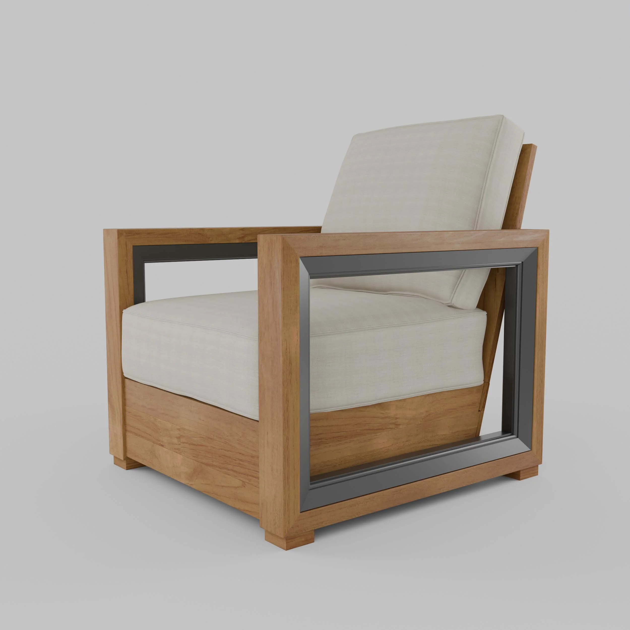 Hans Teak Outdoor Lounge Chair with Ivory Cushion - Image 29