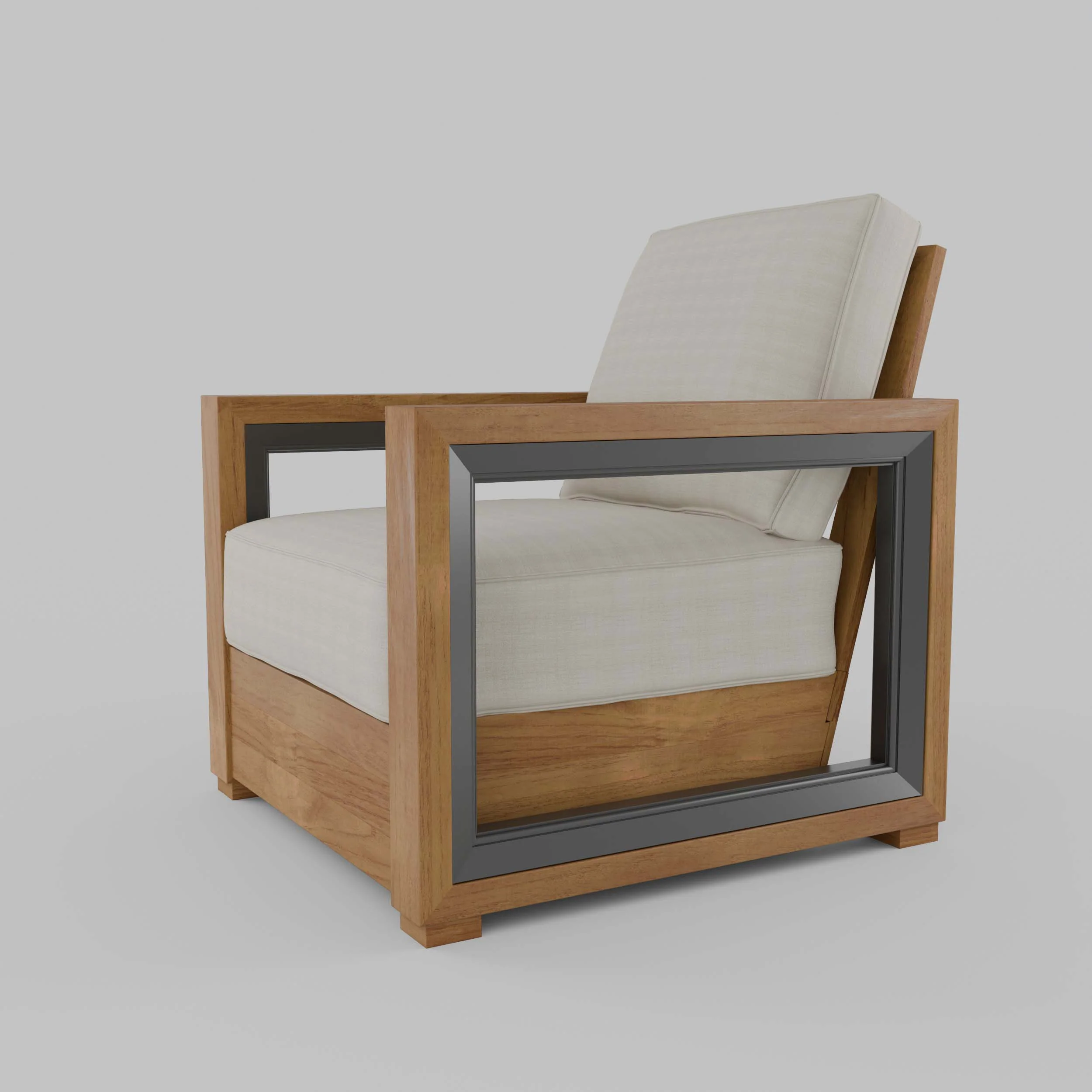 Hans Teak Outdoor Lounge Chair with Ivory Cushion - Image 30
