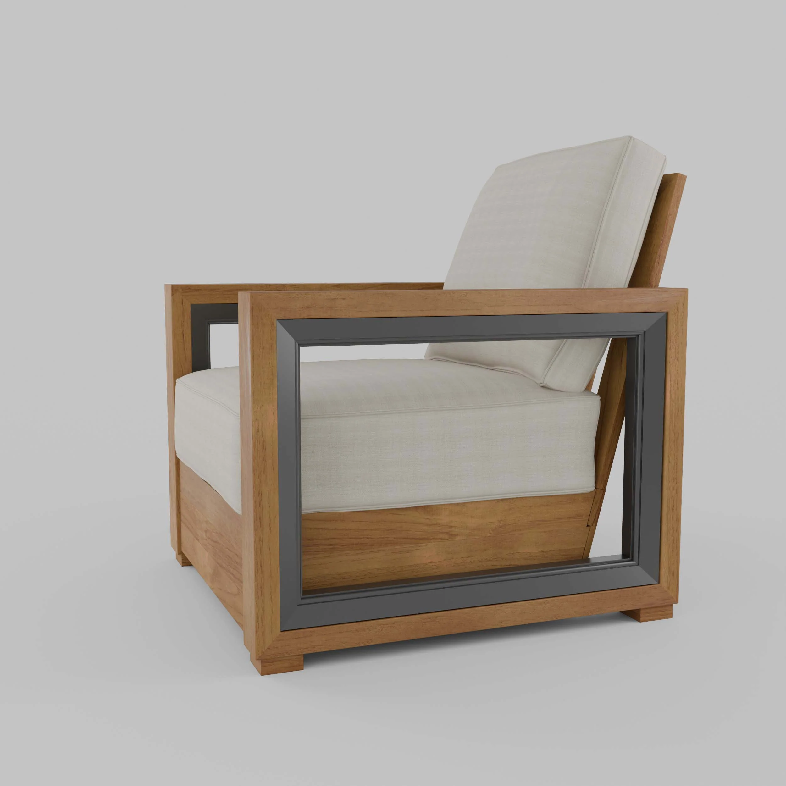 Hans Teak Outdoor Lounge Chair with Ivory Cushion - Image 31
