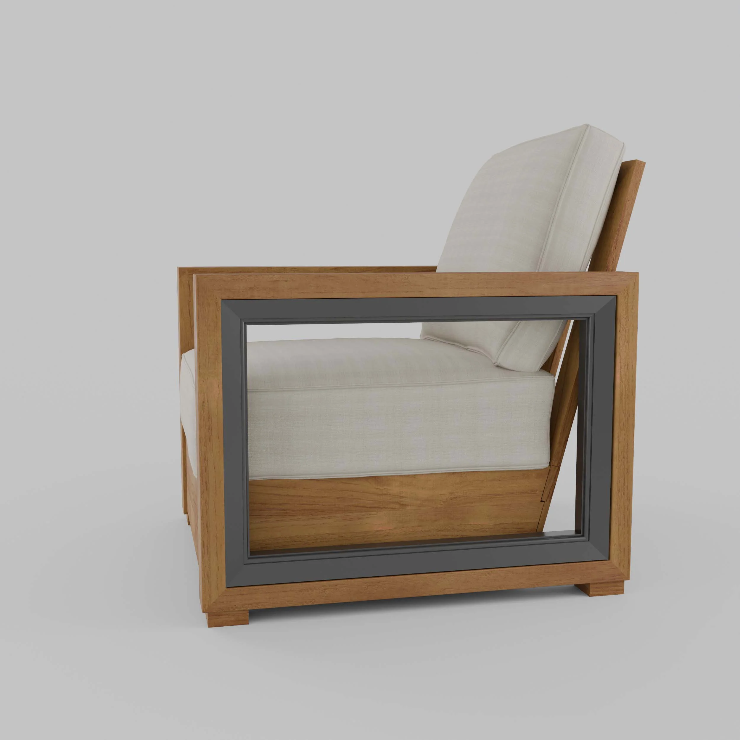 Hans Teak Outdoor Lounge Chair with Ivory Cushion - Image 32