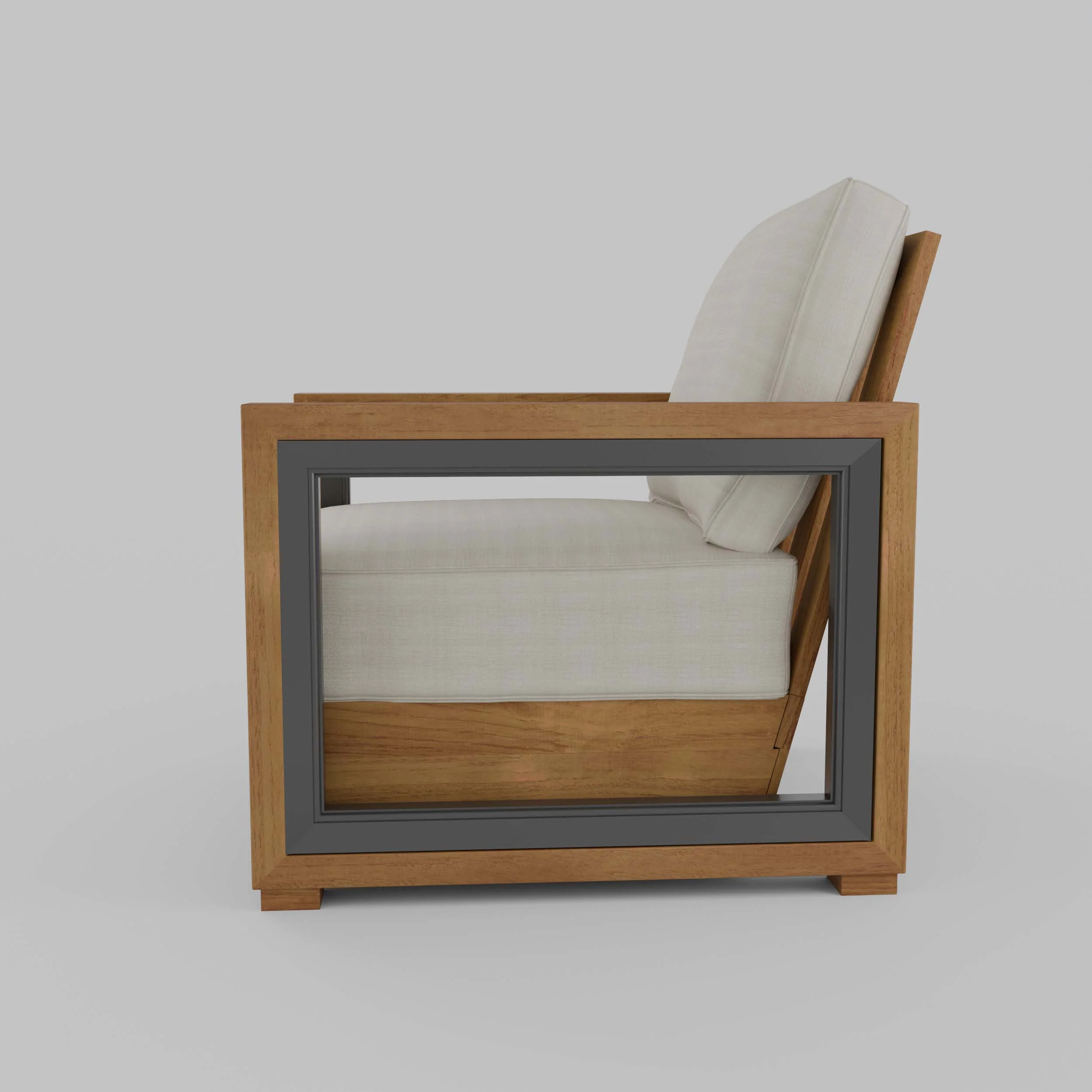 Hans Teak Outdoor Lounge Chair with Ivory Cushion - Image 33