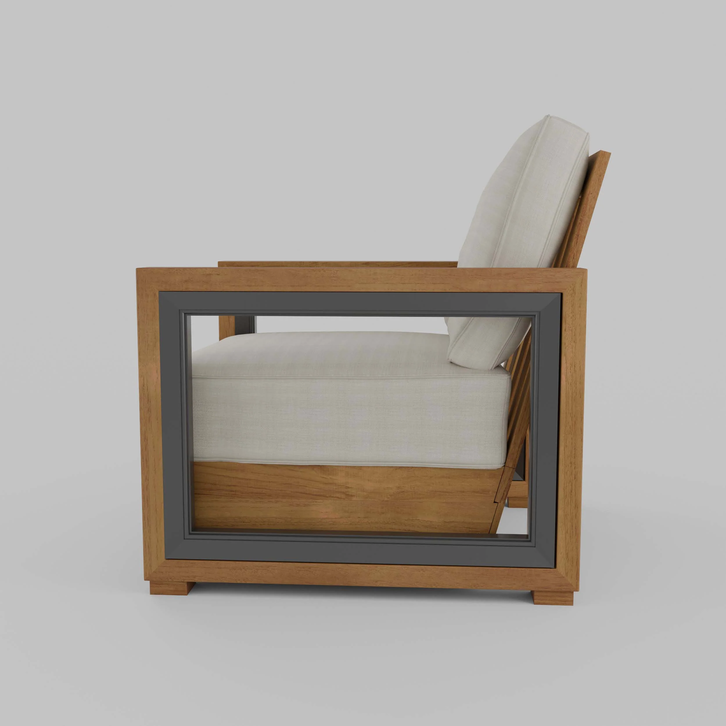 Hans Teak Outdoor Lounge Chair with Ivory Cushion - Image 34