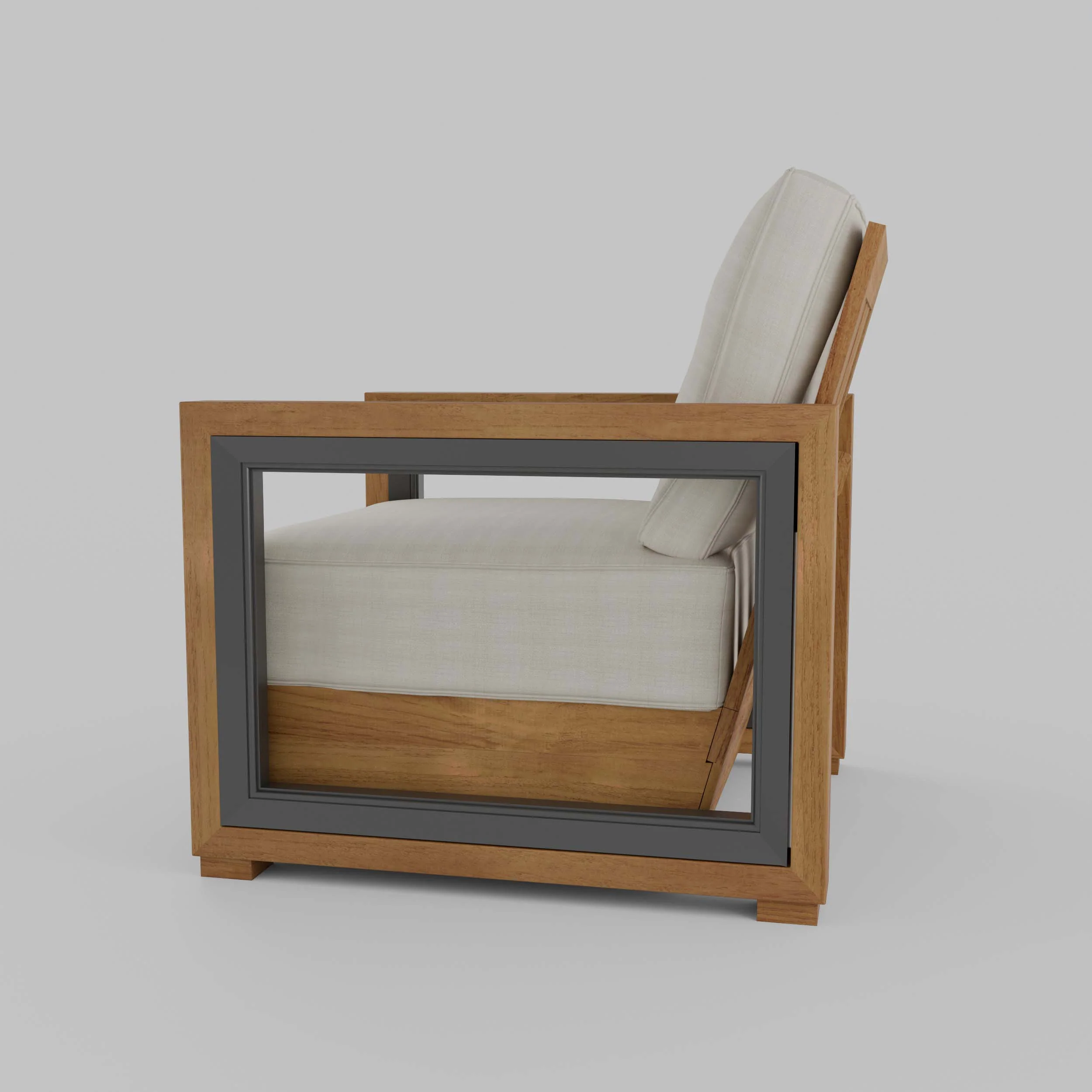 Hans Teak Outdoor Lounge Chair with Ivory Cushion - Image 35