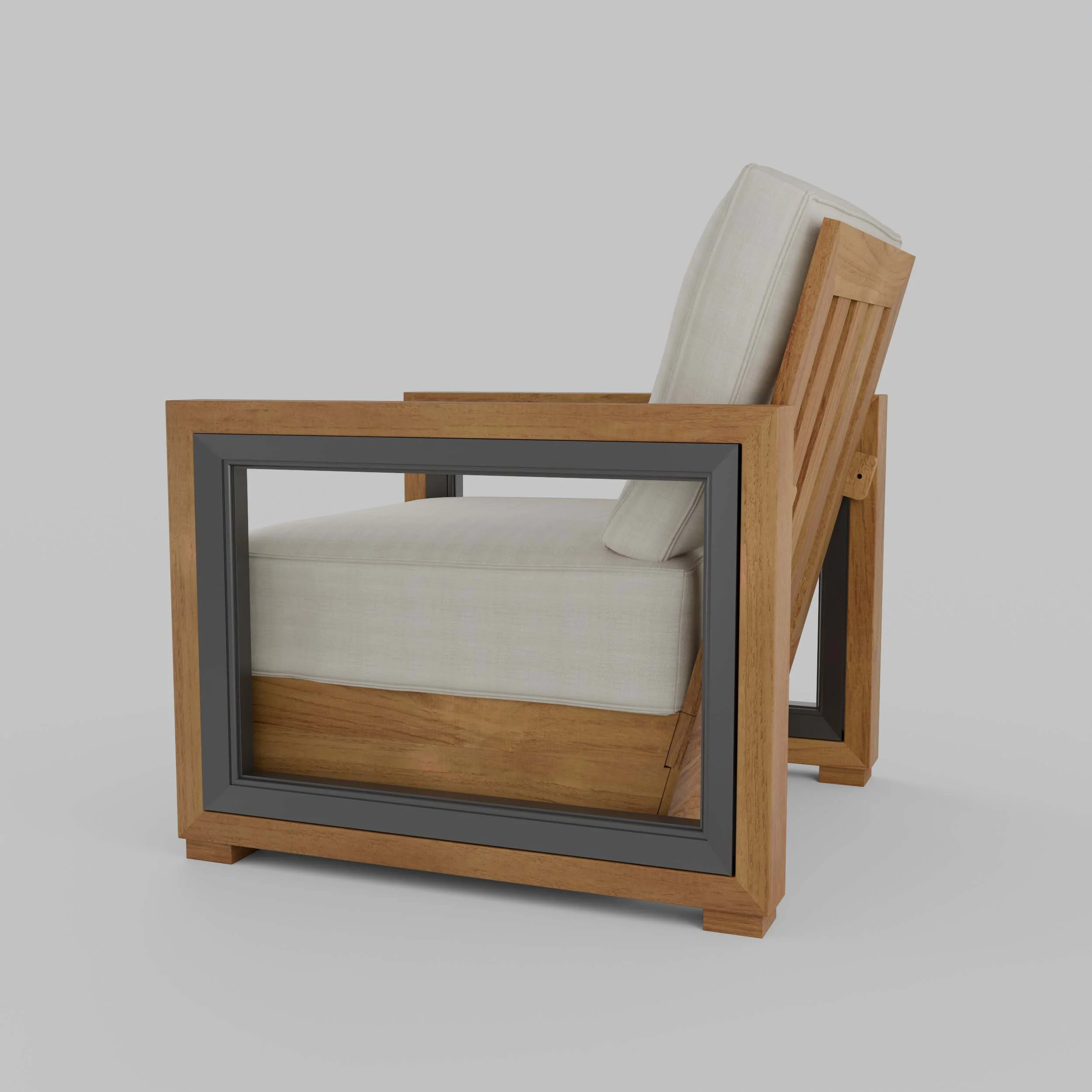 Hans Teak Outdoor Lounge Chair with Ivory Cushion - Image 36