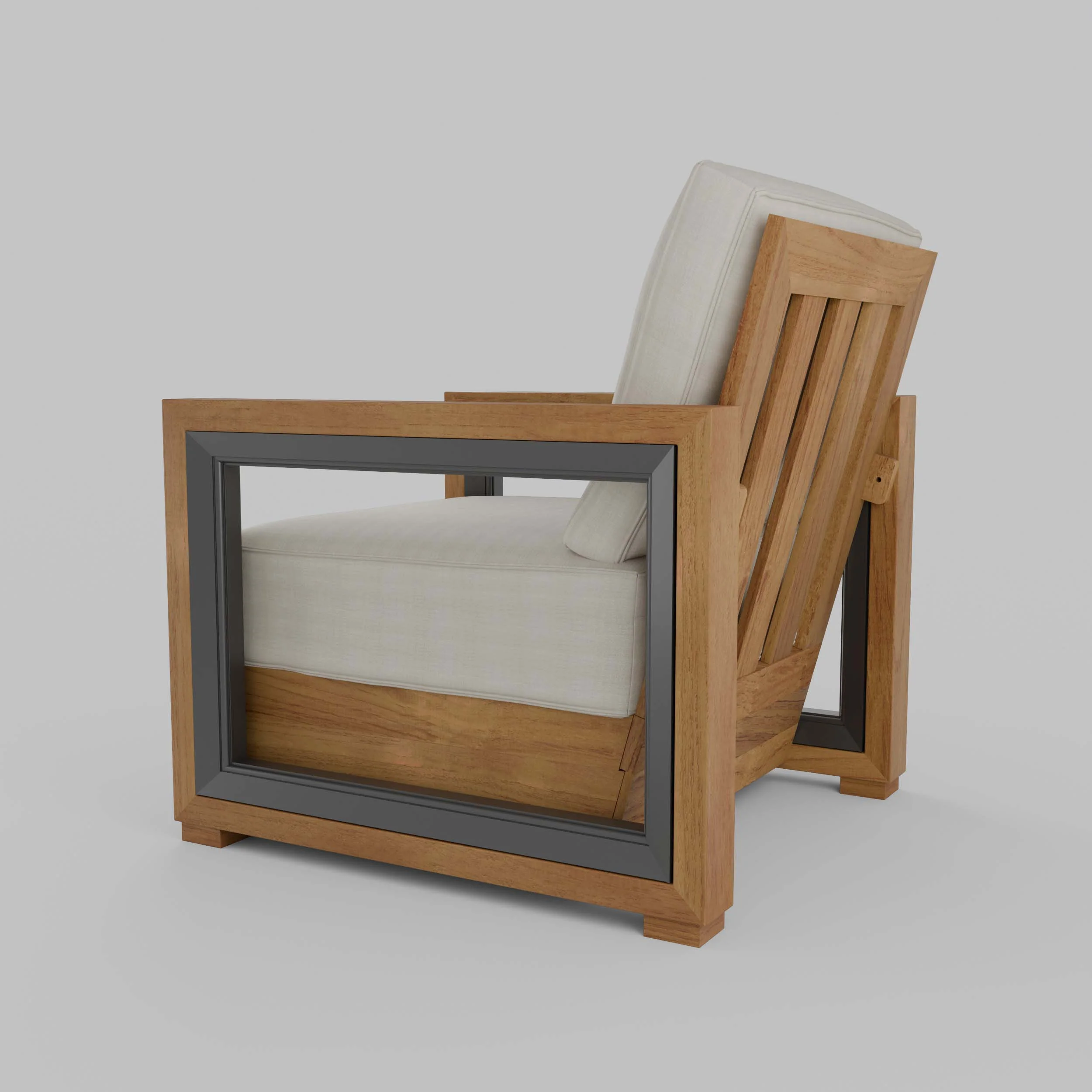 Hans Teak Outdoor Lounge Chair with Ivory Cushion - Image 37