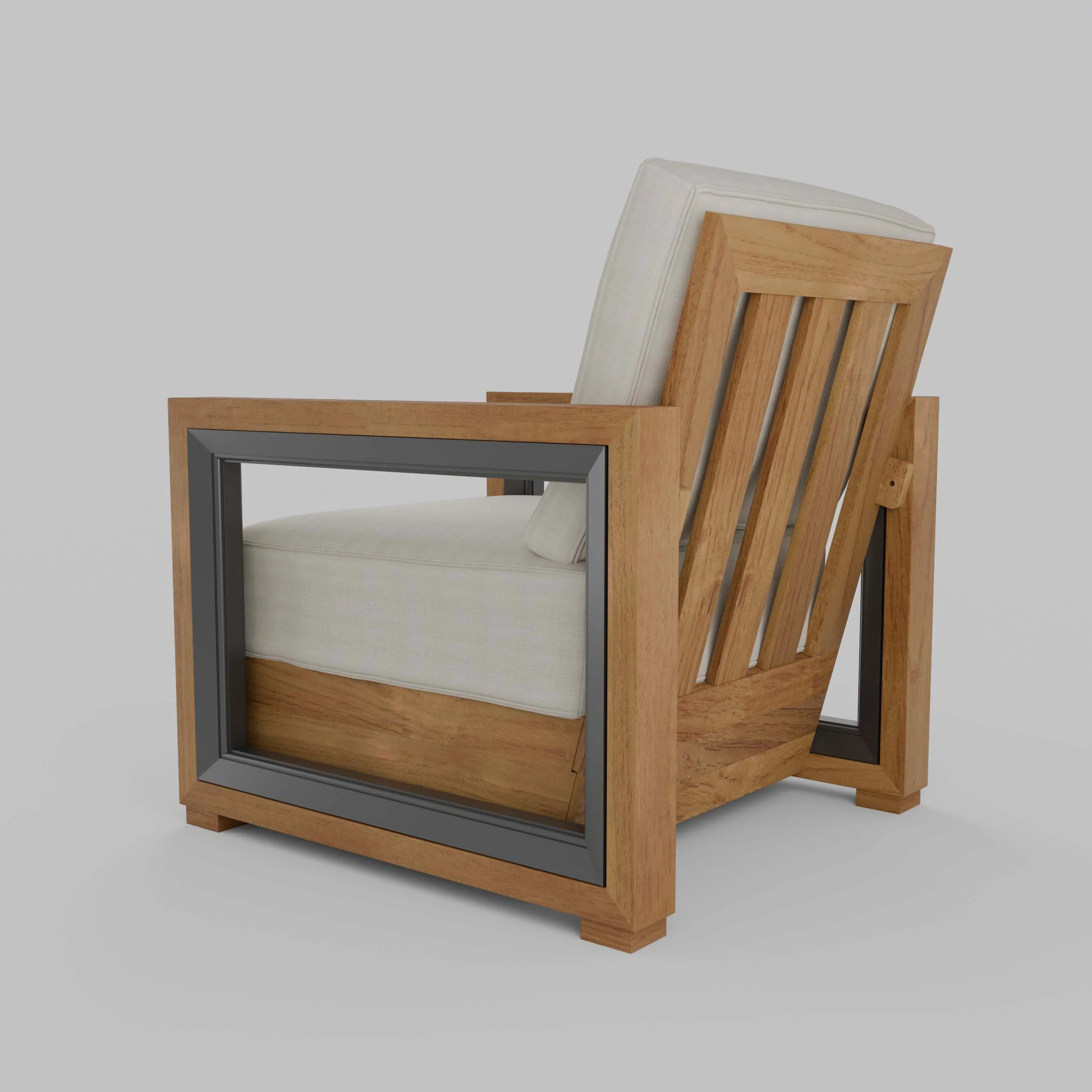 Hans Teak Outdoor Lounge Chair with Ivory Cushion - Image 38