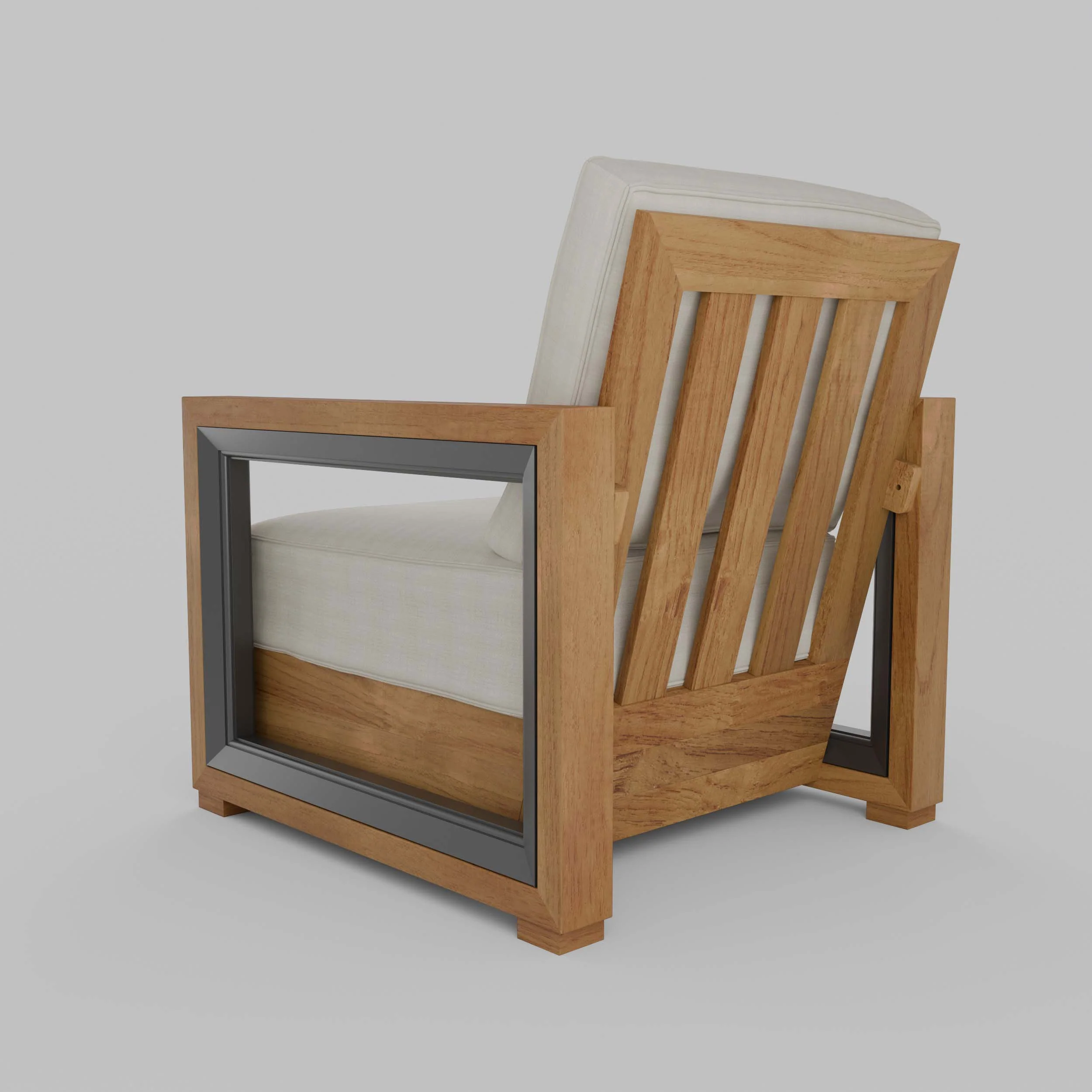 Hans Teak Outdoor Lounge Chair with Ivory Cushion - Image 39