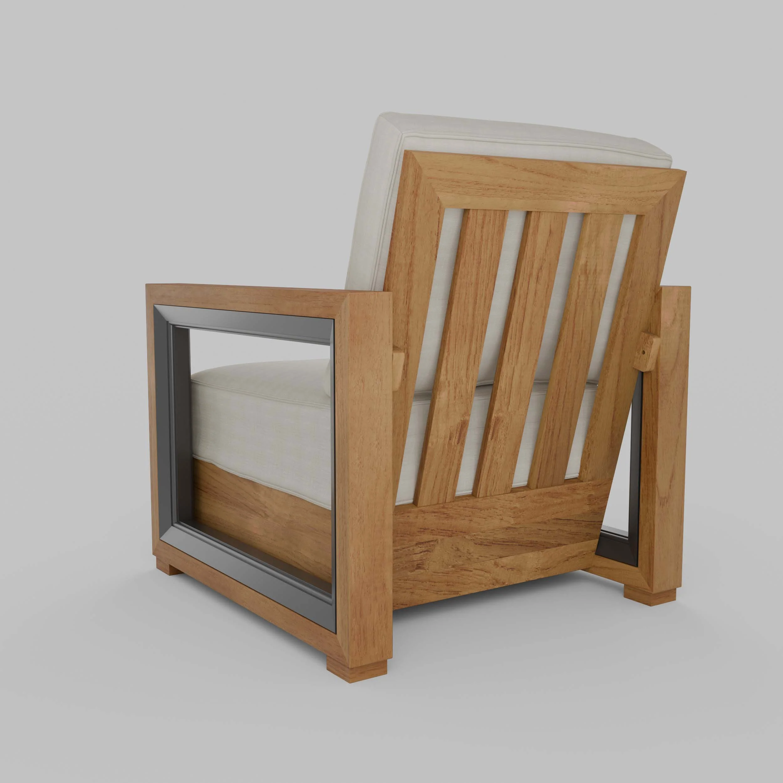 Hans Teak Outdoor Lounge Chair with Ivory Cushion - Image 40