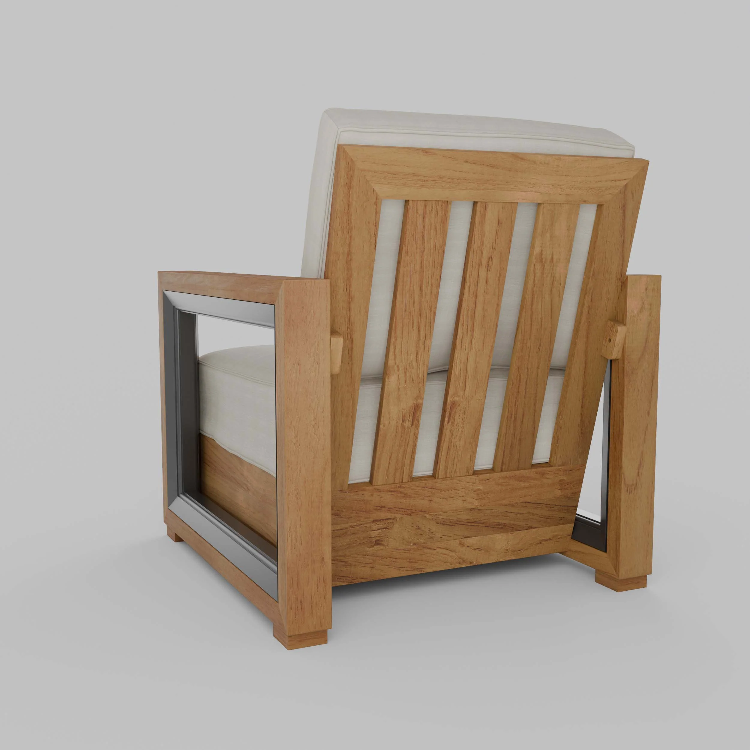 Hans Teak Outdoor Lounge Chair with Ivory Cushion - Image 41
