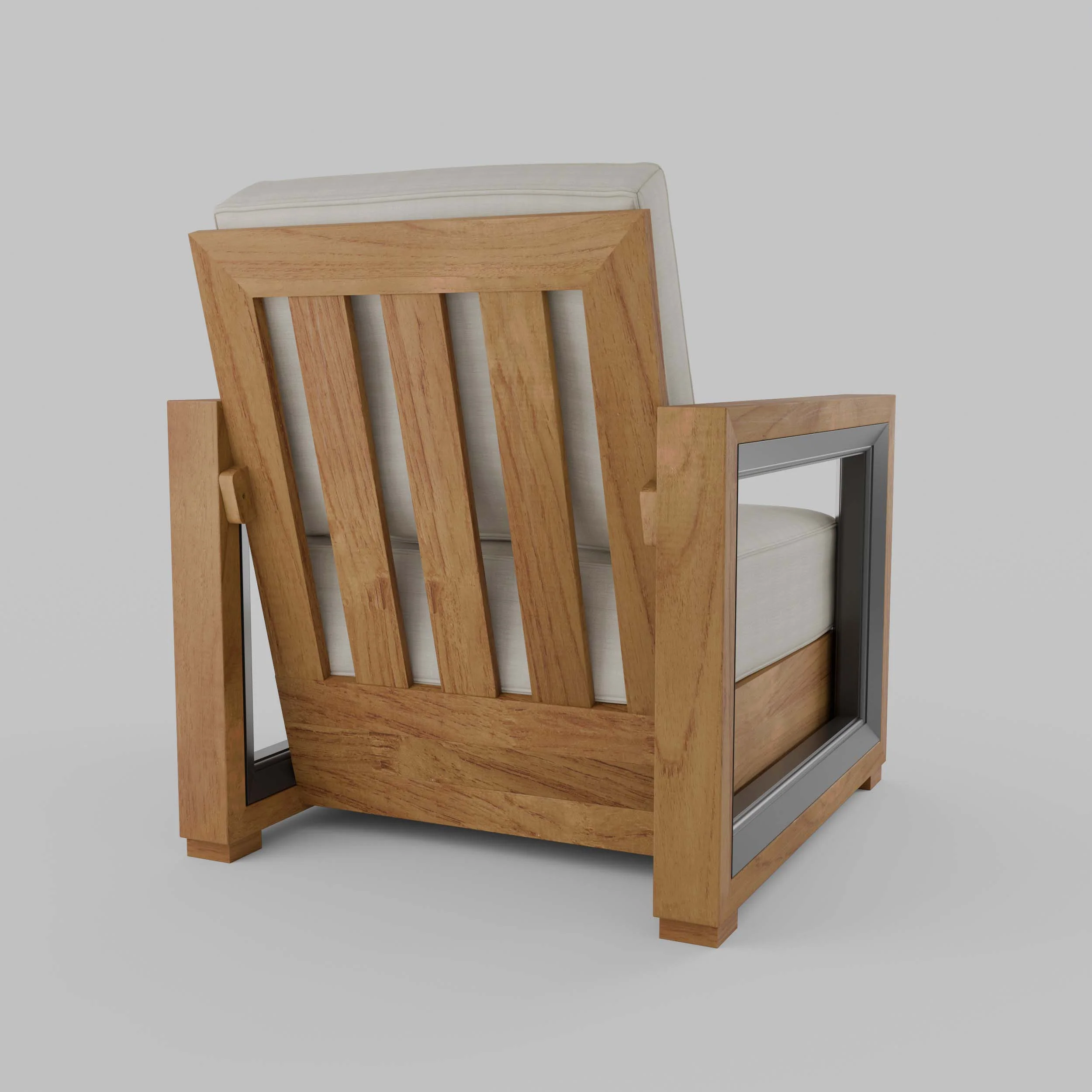 Hans Teak Outdoor Lounge Chair with Ivory Cushion - Image 47
