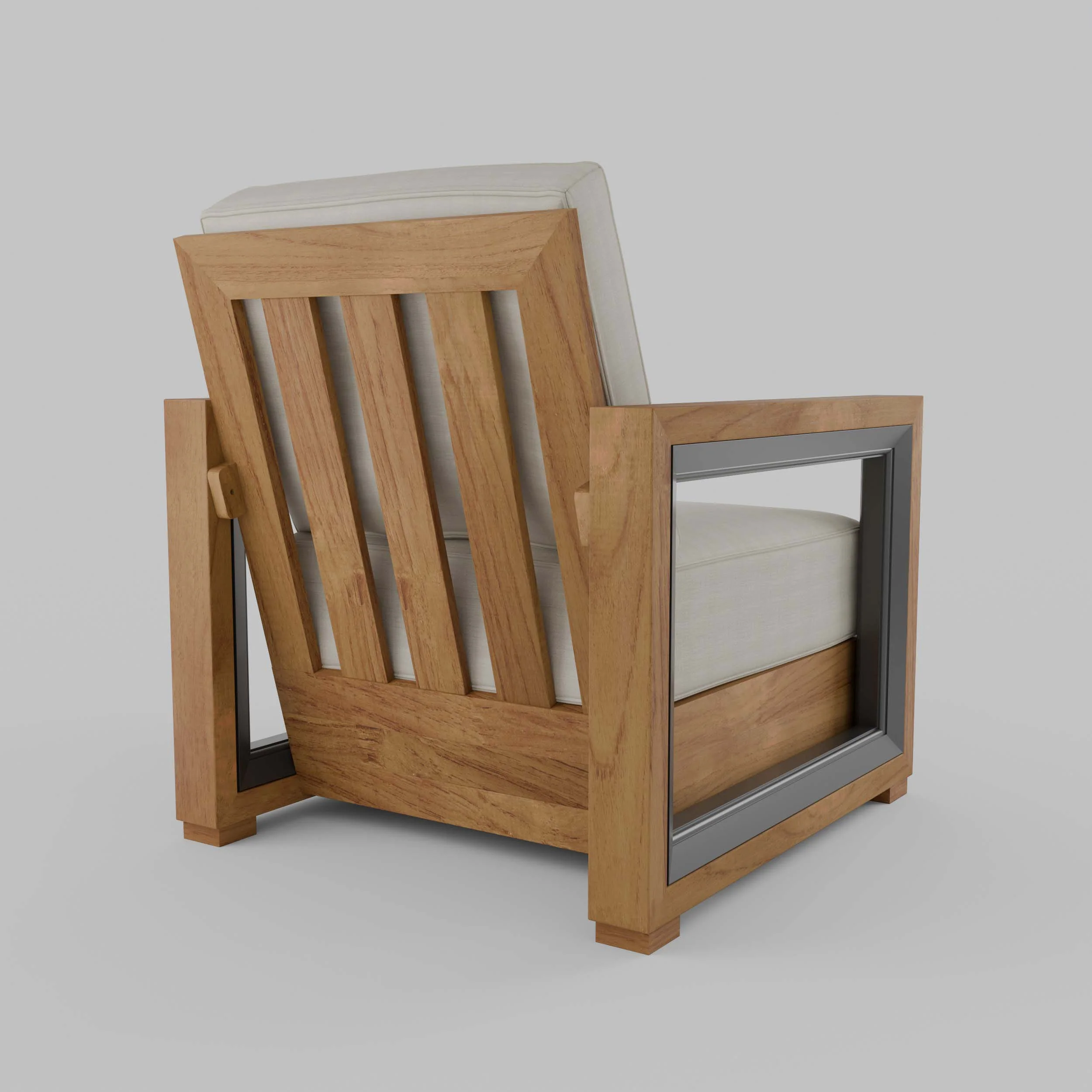 Hans Teak Outdoor Lounge Chair with Ivory Cushion - Image 48