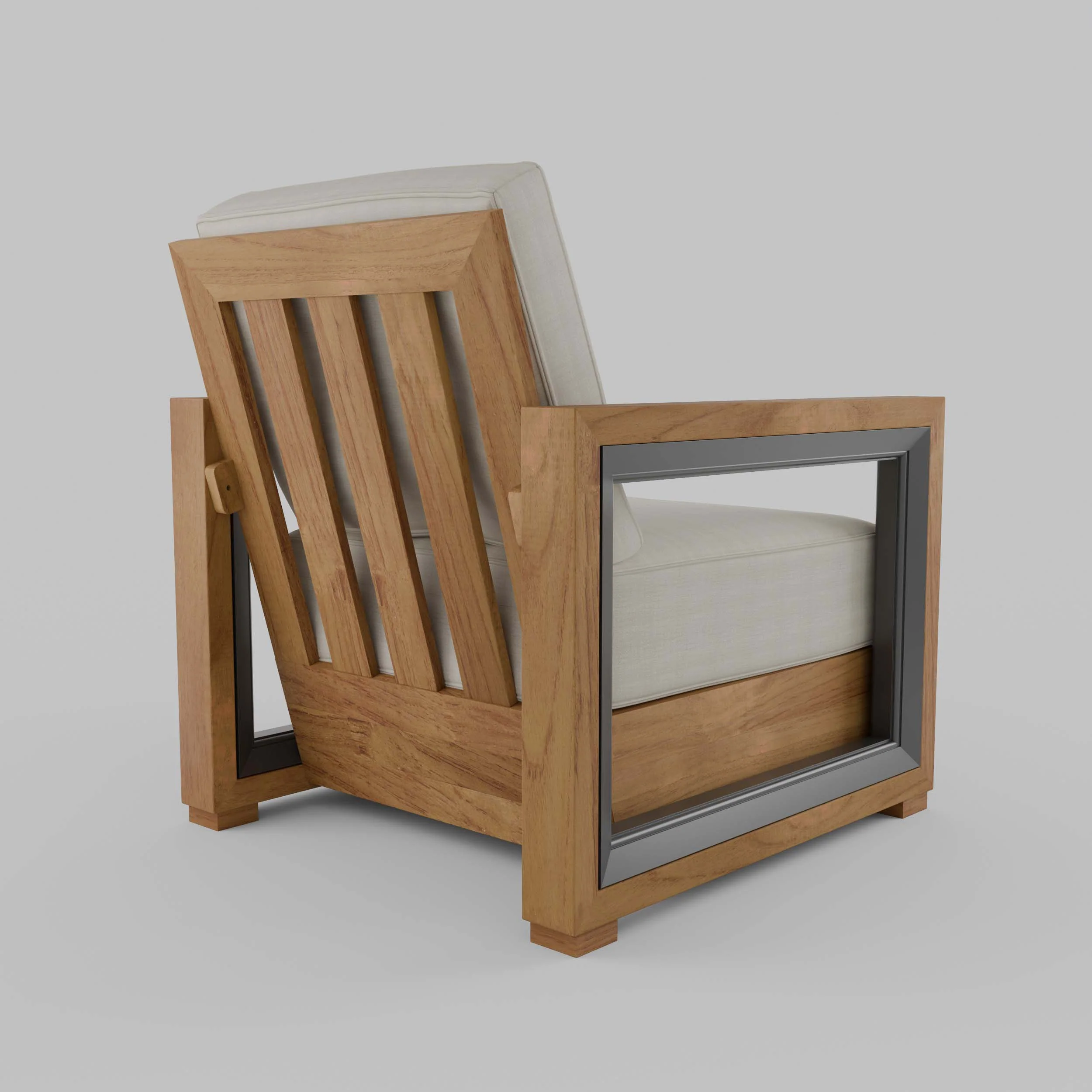 Hans Teak Outdoor Lounge Chair with Ivory Cushion - Image 49