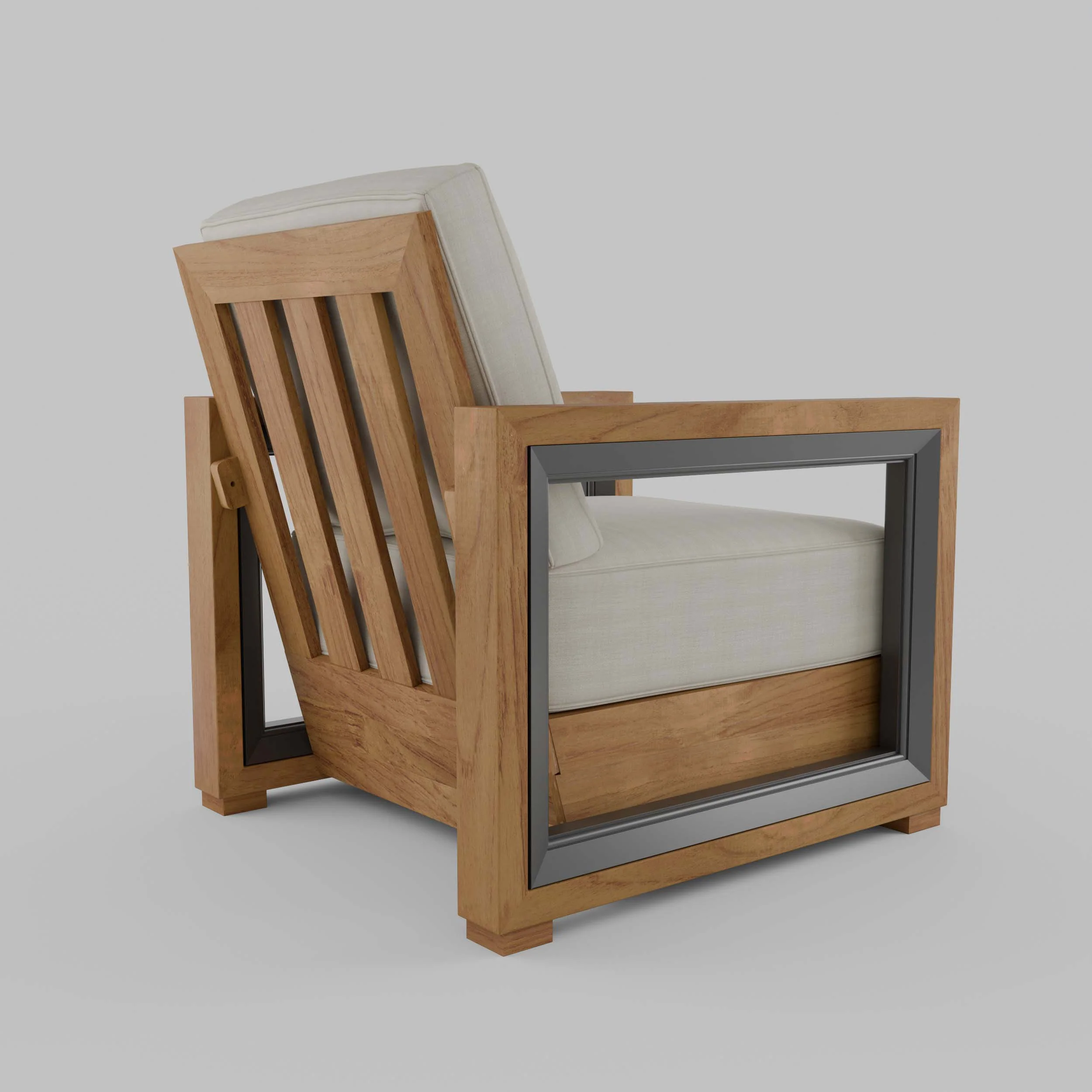 Hans Teak Outdoor Lounge Chair with Ivory Cushion - Image 50