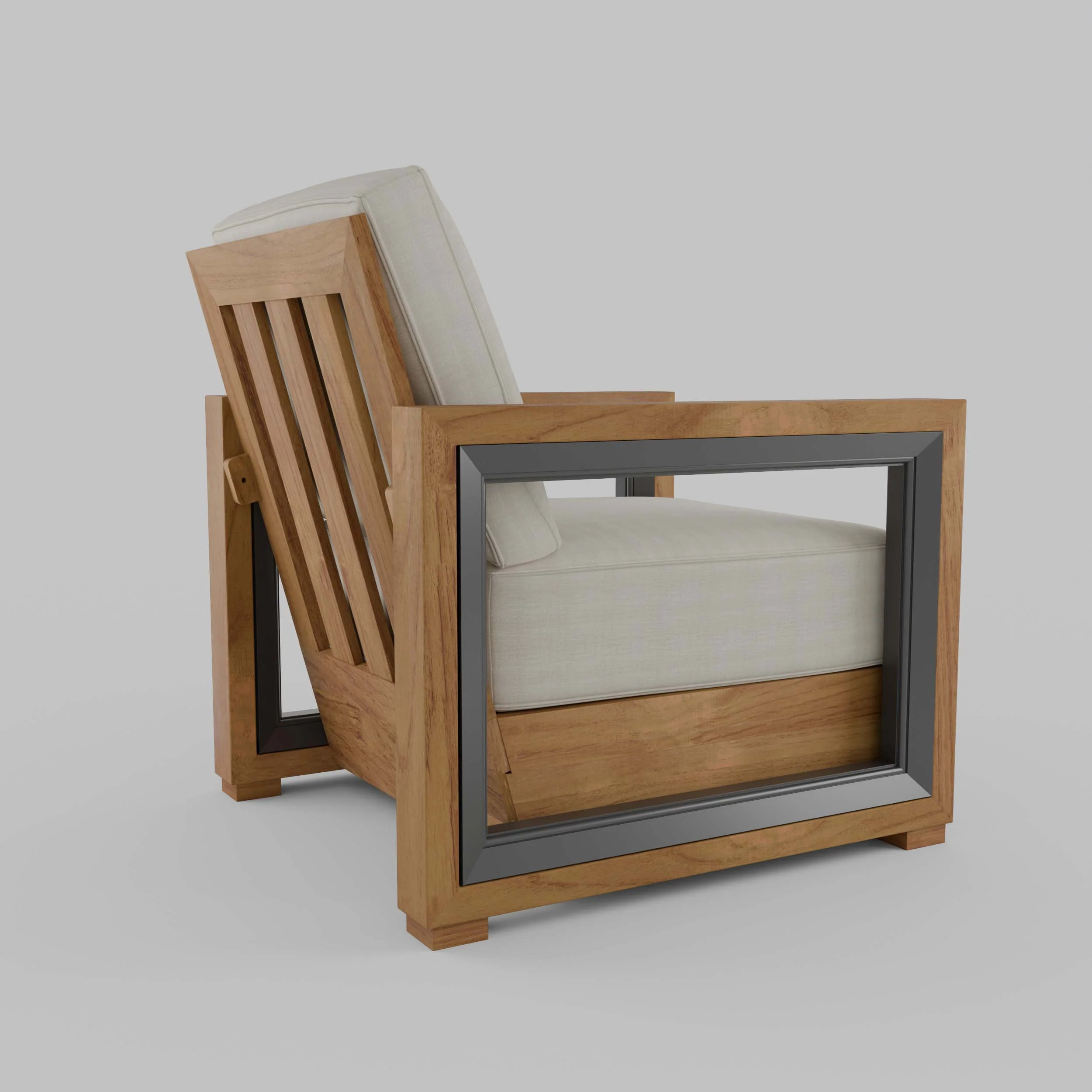 Hans Teak Outdoor Lounge Chair with Ivory Cushion - Image 51