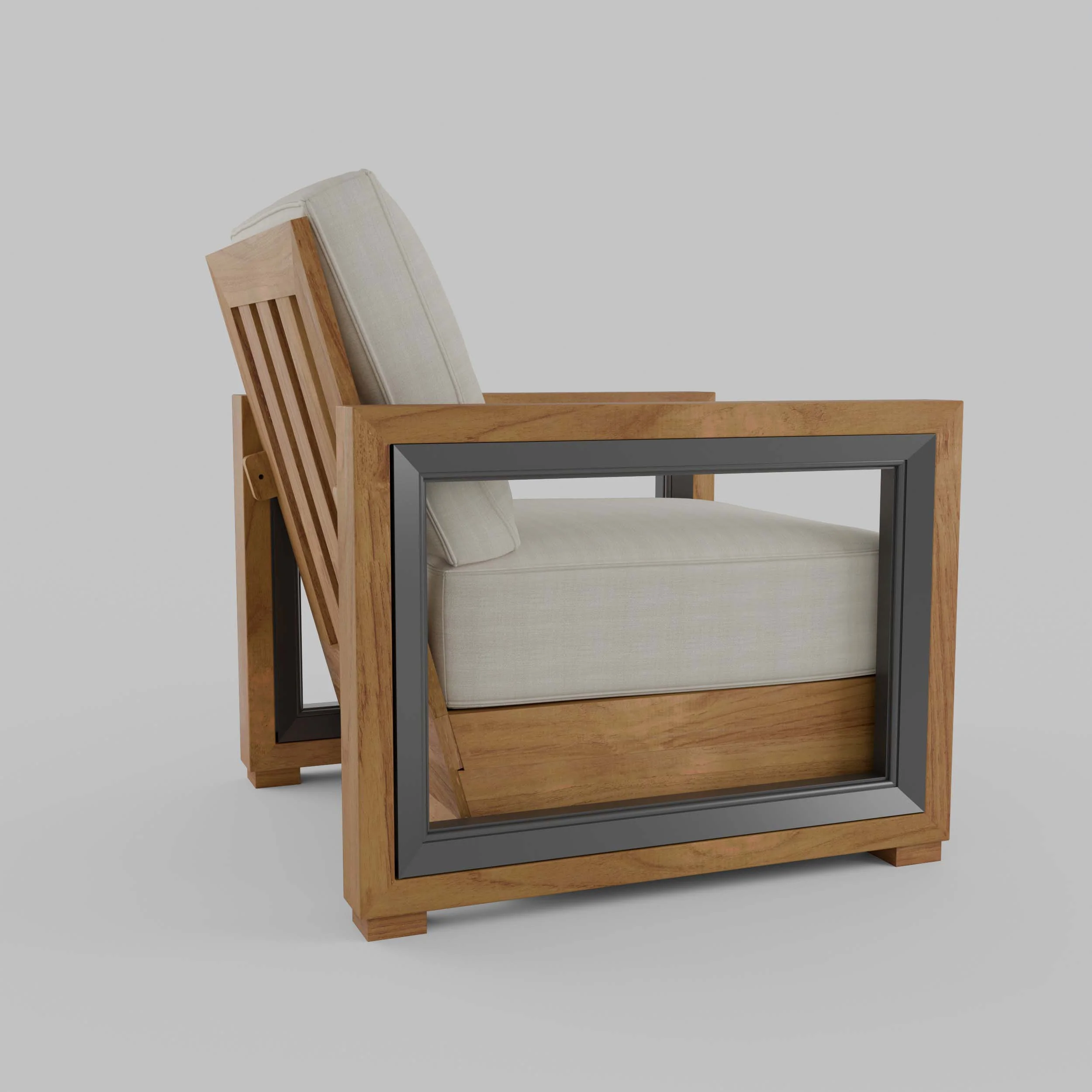 Hans Teak Outdoor Lounge Chair with Ivory Cushion - Image 52