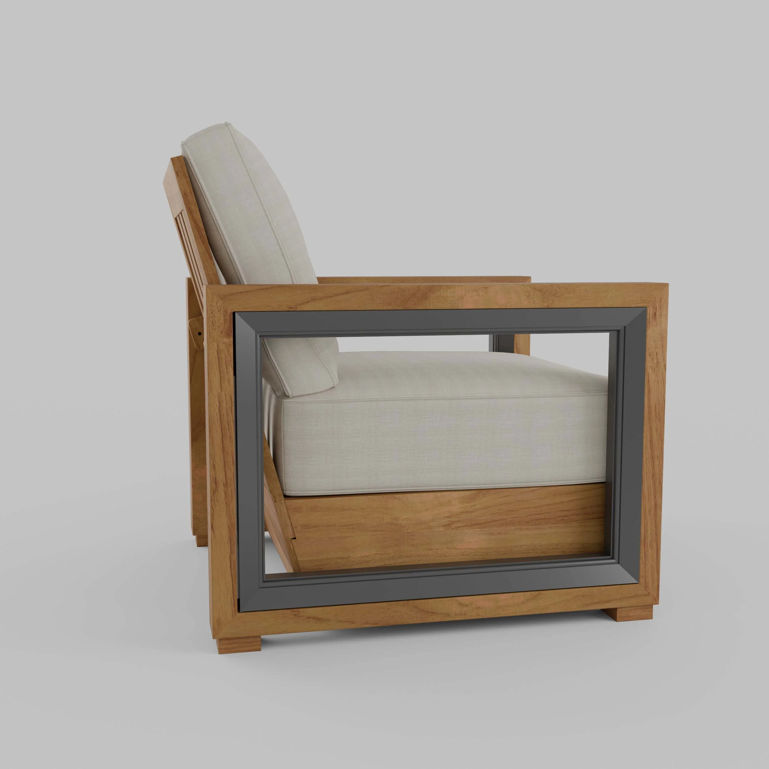 Hans Teak Outdoor Lounge Chair with Ivory Cushion - Image 53