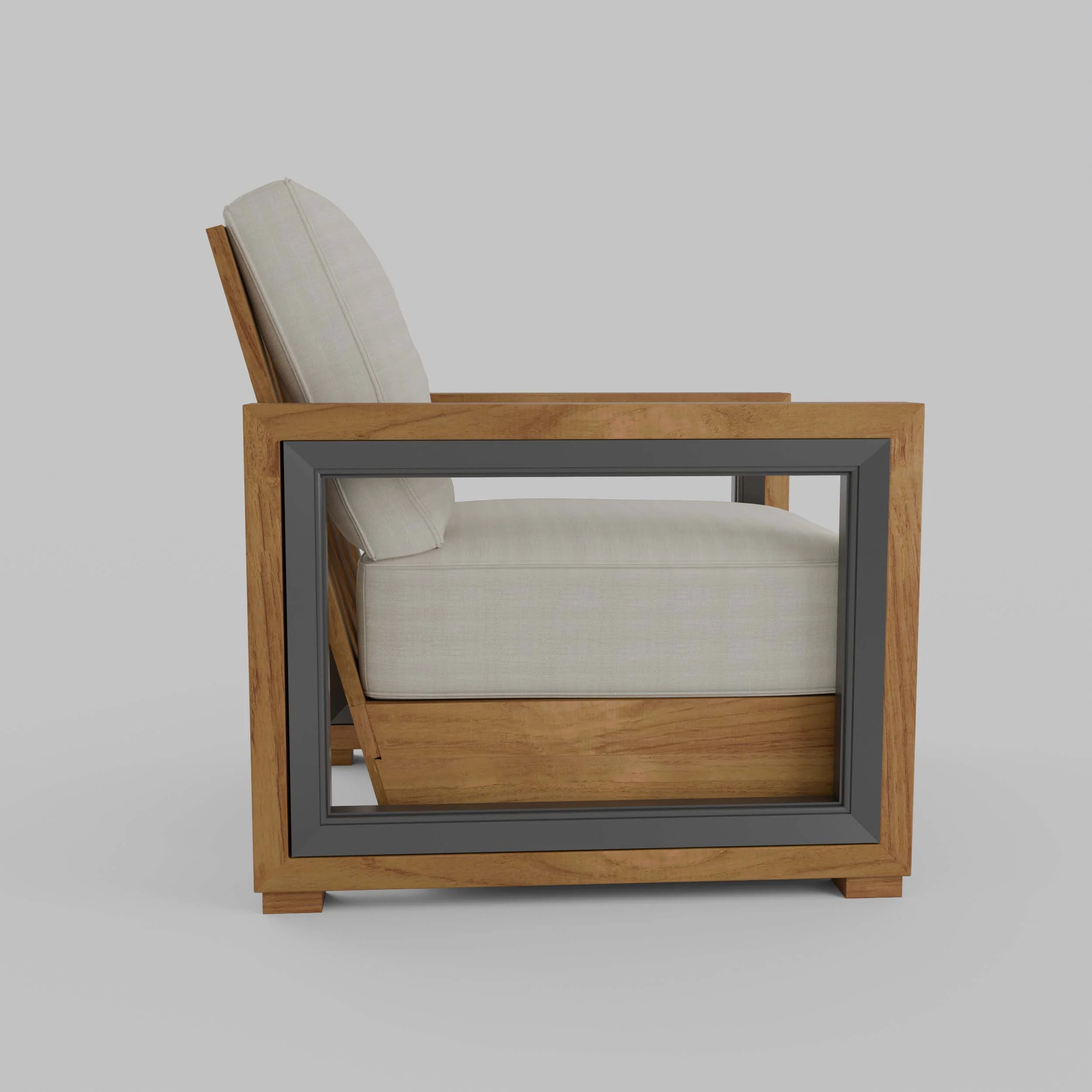 Hans Teak Outdoor Lounge Chair with Ivory Cushion - Image 54