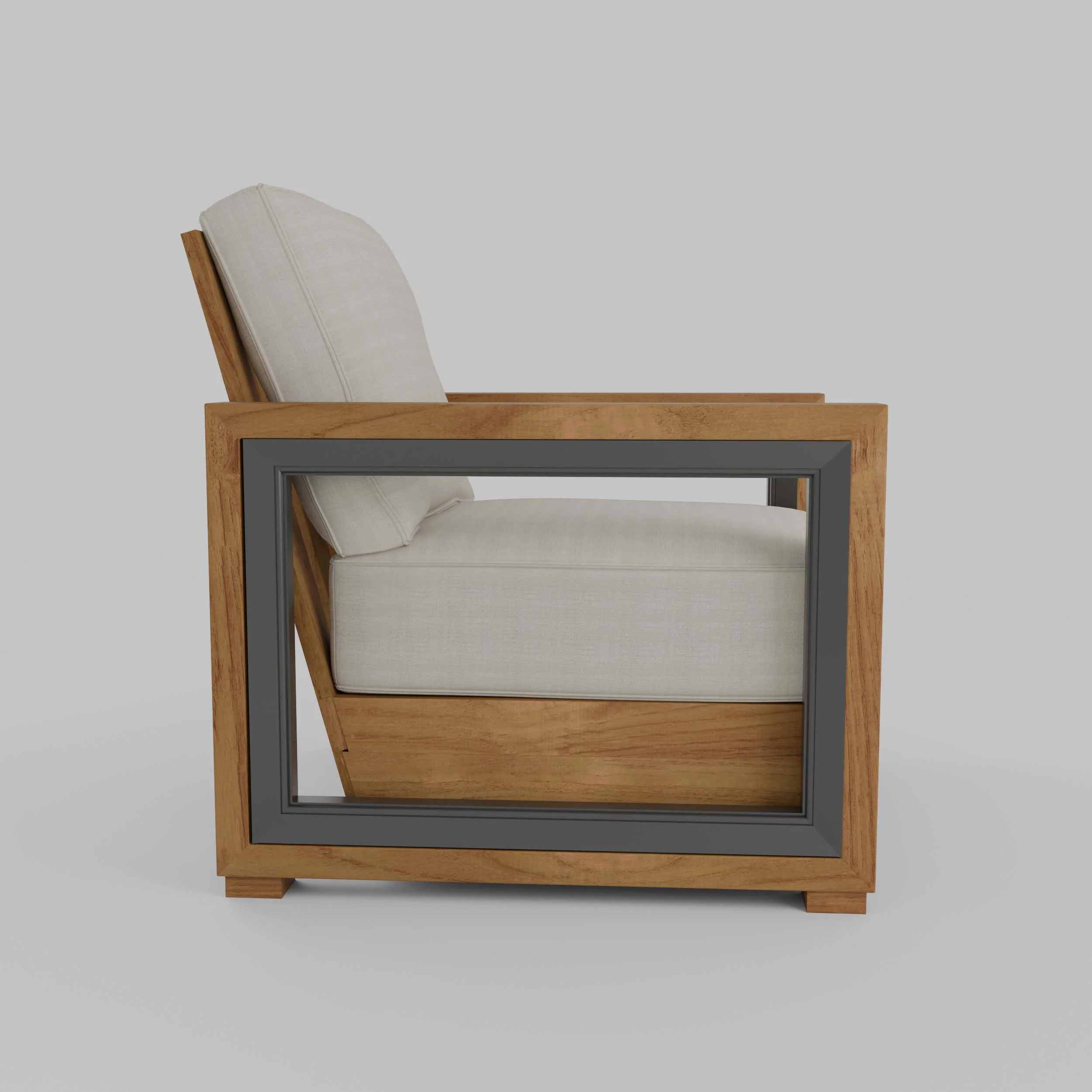 Hans Teak Outdoor Lounge Chair with Ivory Cushion - Image 55