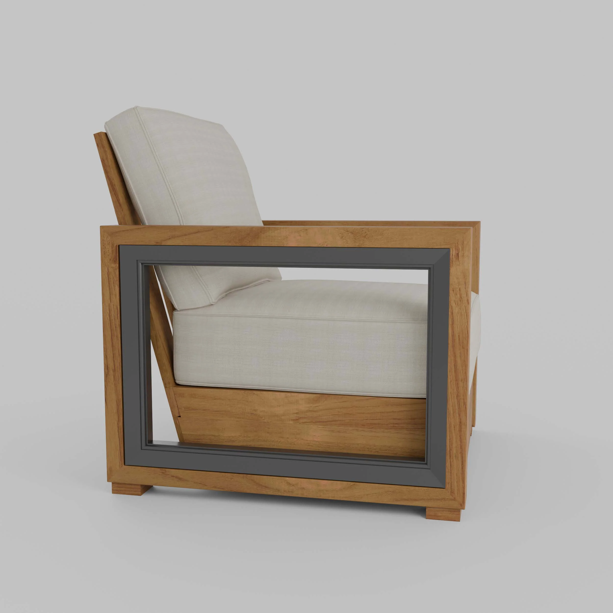 Hans Teak Outdoor Lounge Chair with Ivory Cushion - Image 56