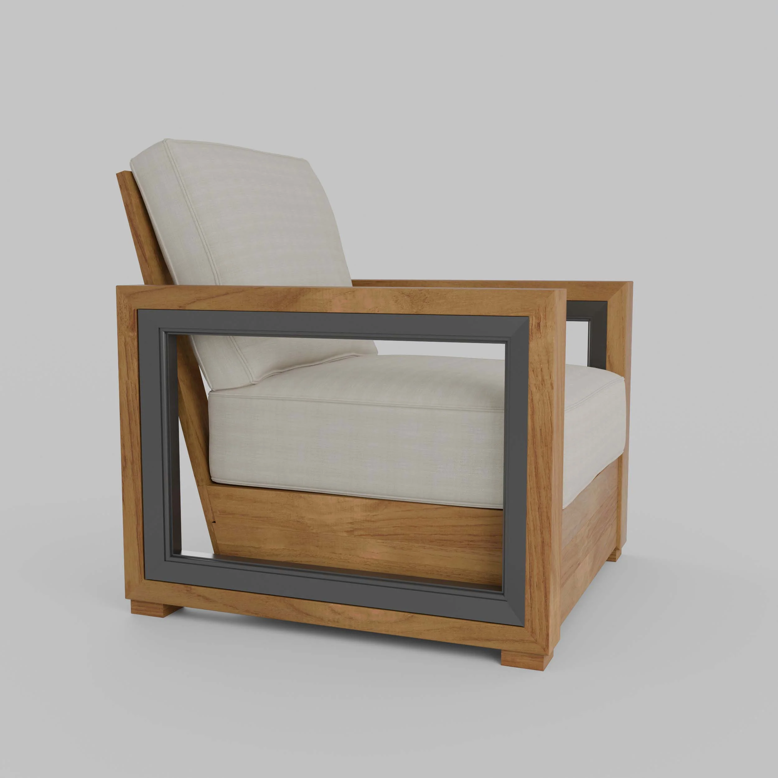 Hans Teak Outdoor Lounge Chair with Ivory Cushion - Image 57