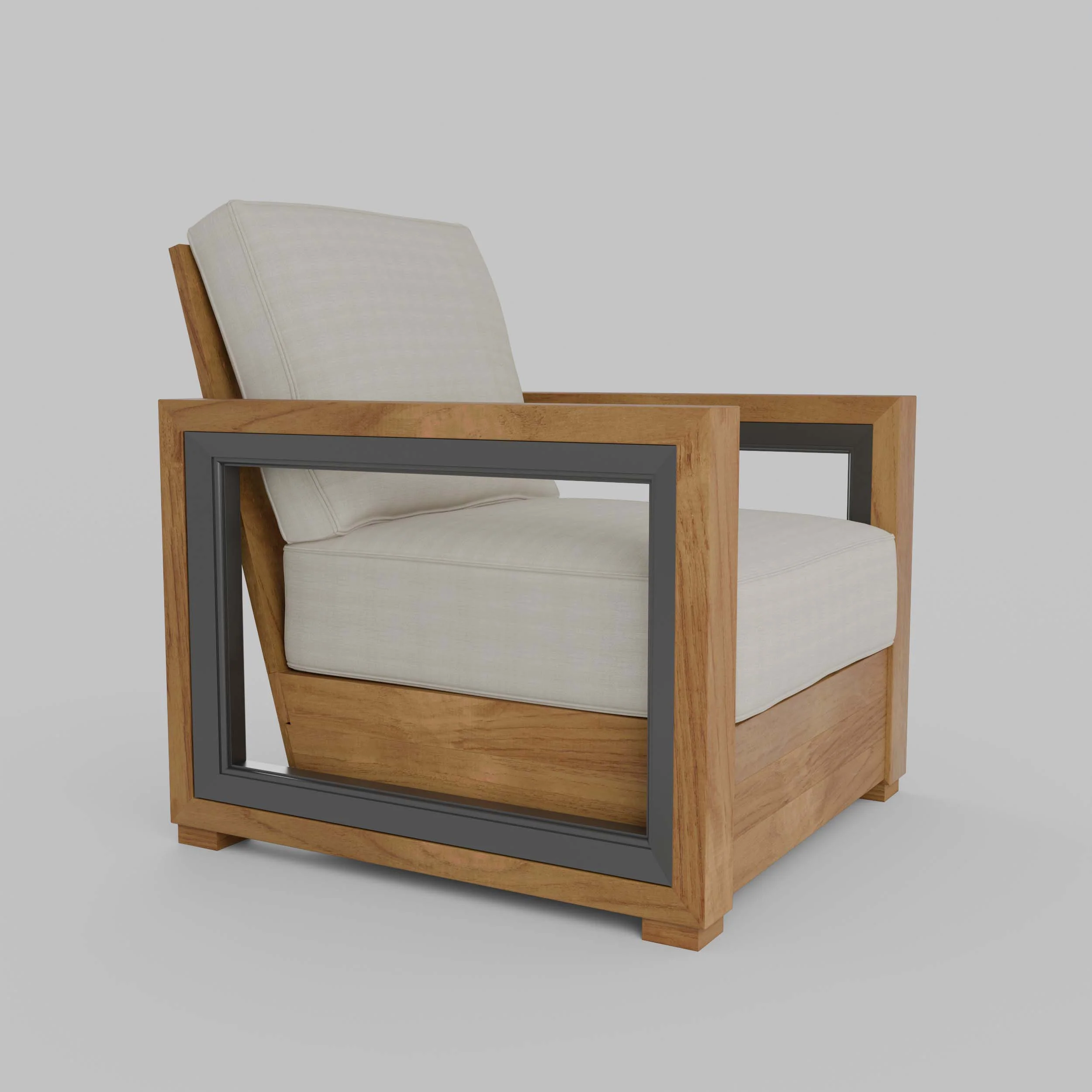 Hans Teak Outdoor Lounge Chair with Ivory Cushion - Image 58