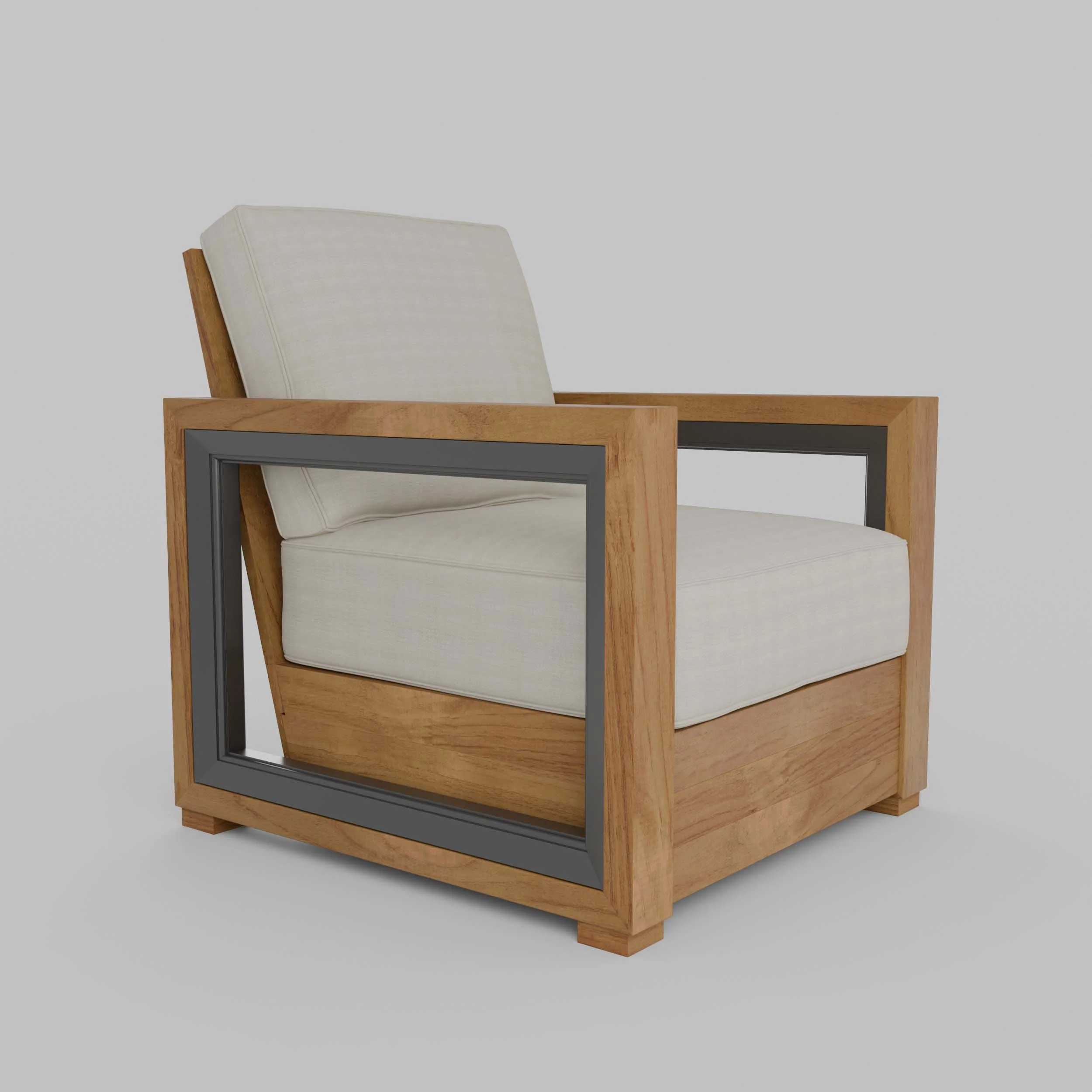 Hans Teak Outdoor Lounge Chair with Ivory Cushion - Image 59