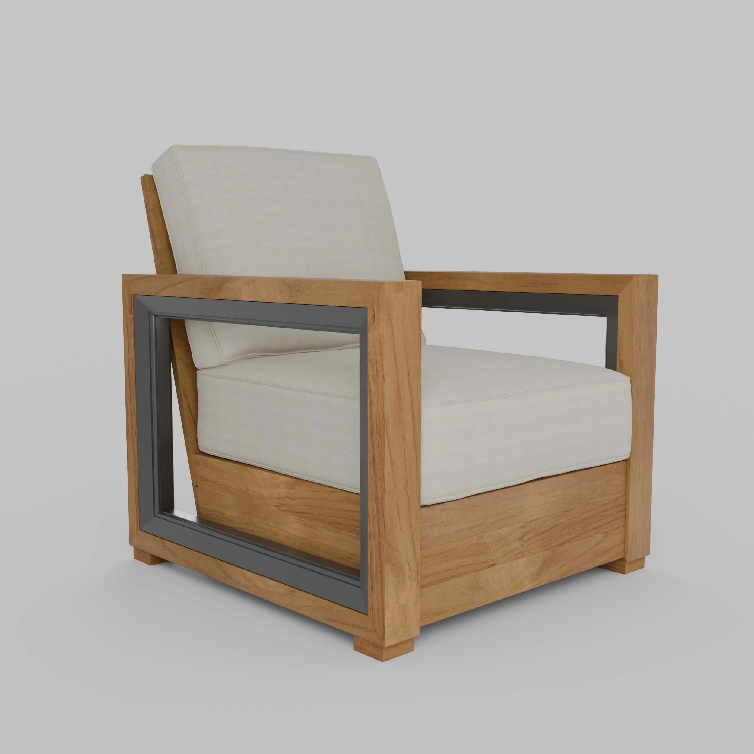 Hans Teak Outdoor Lounge Chair with Ivory Cushion - Image 60