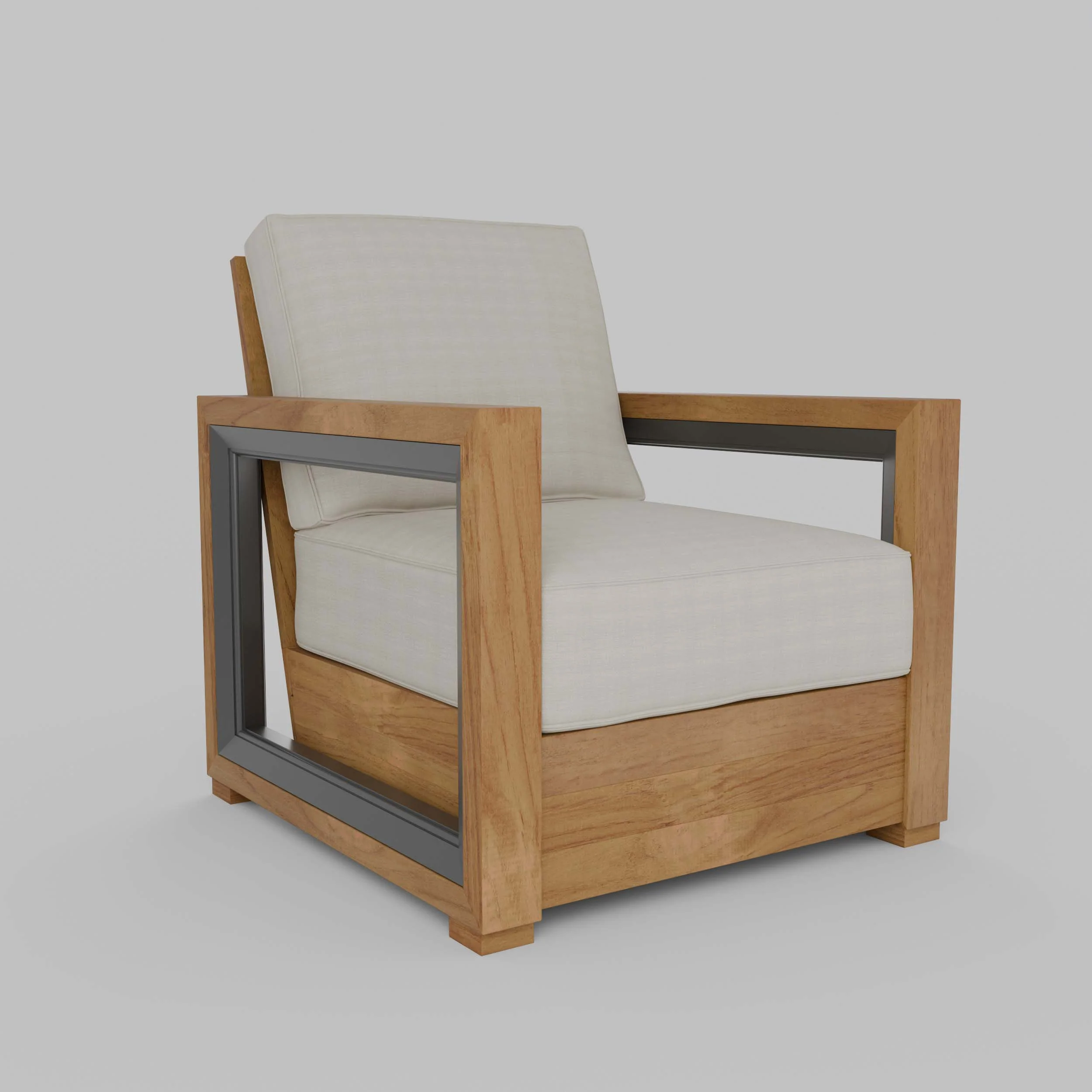Hans Teak Outdoor Lounge Chair with Ivory Cushion - Image 61