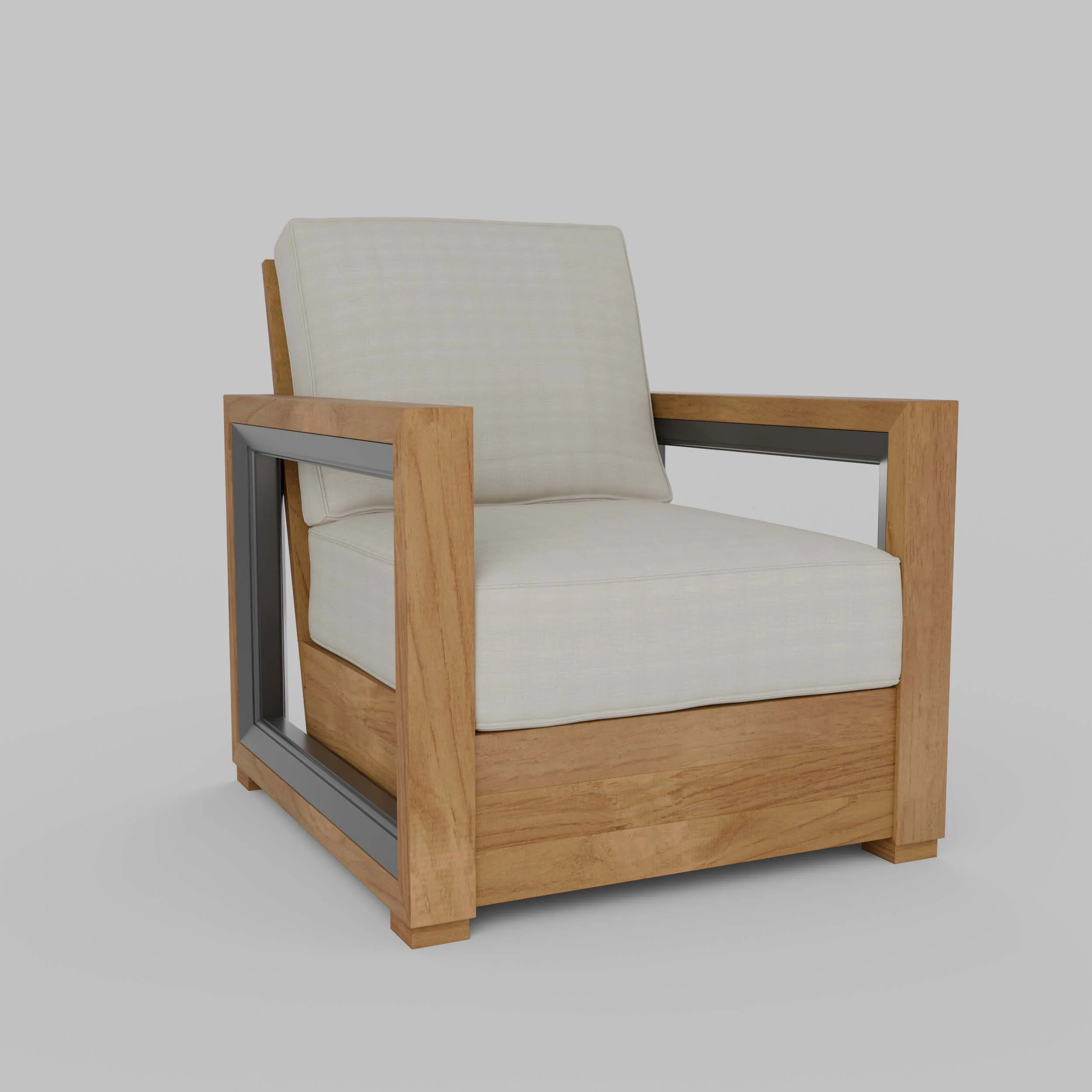 Hans Teak Outdoor Lounge Chair with Ivory Cushion - Image 62