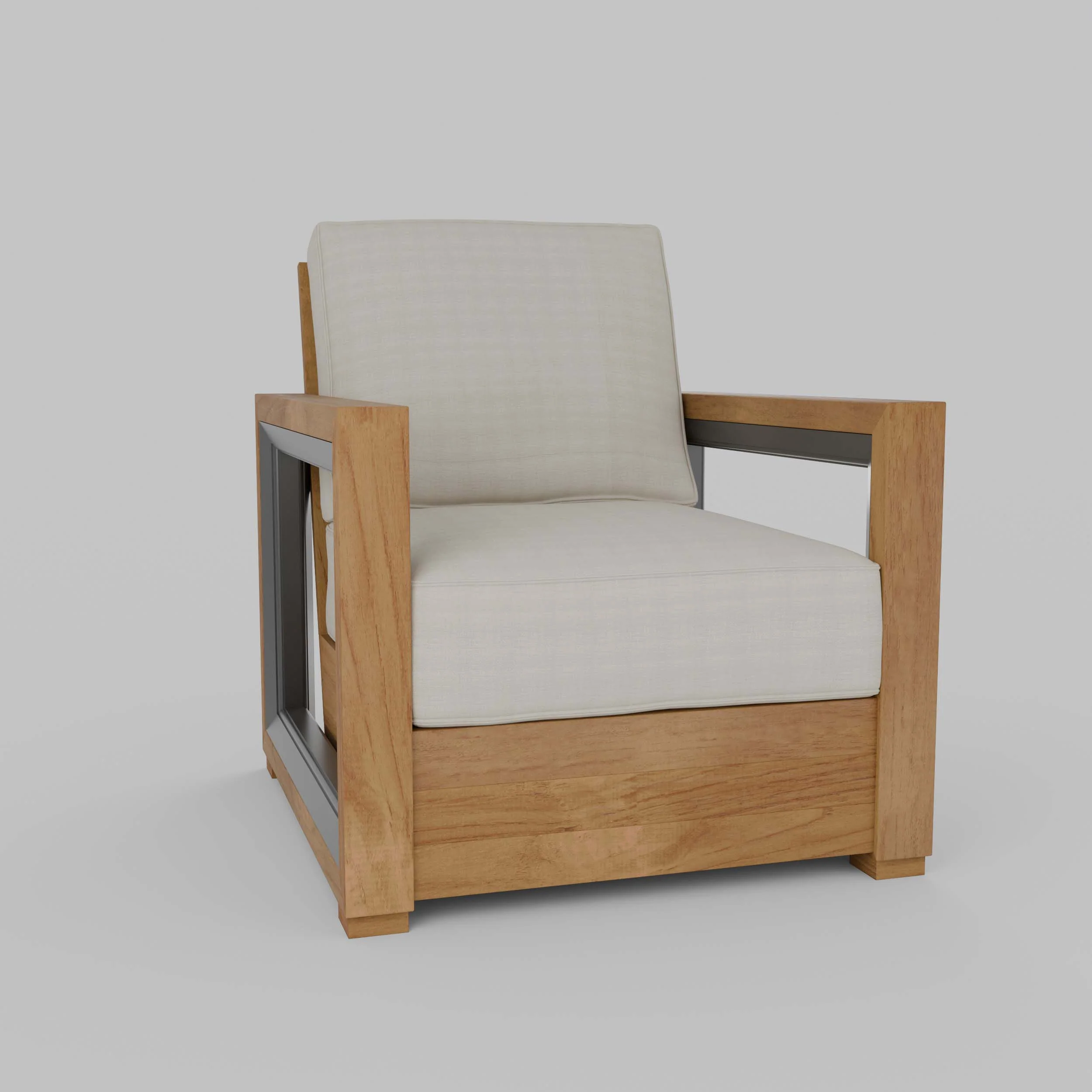 Hans Teak Outdoor Lounge Chair with Ivory Cushion - Image 63