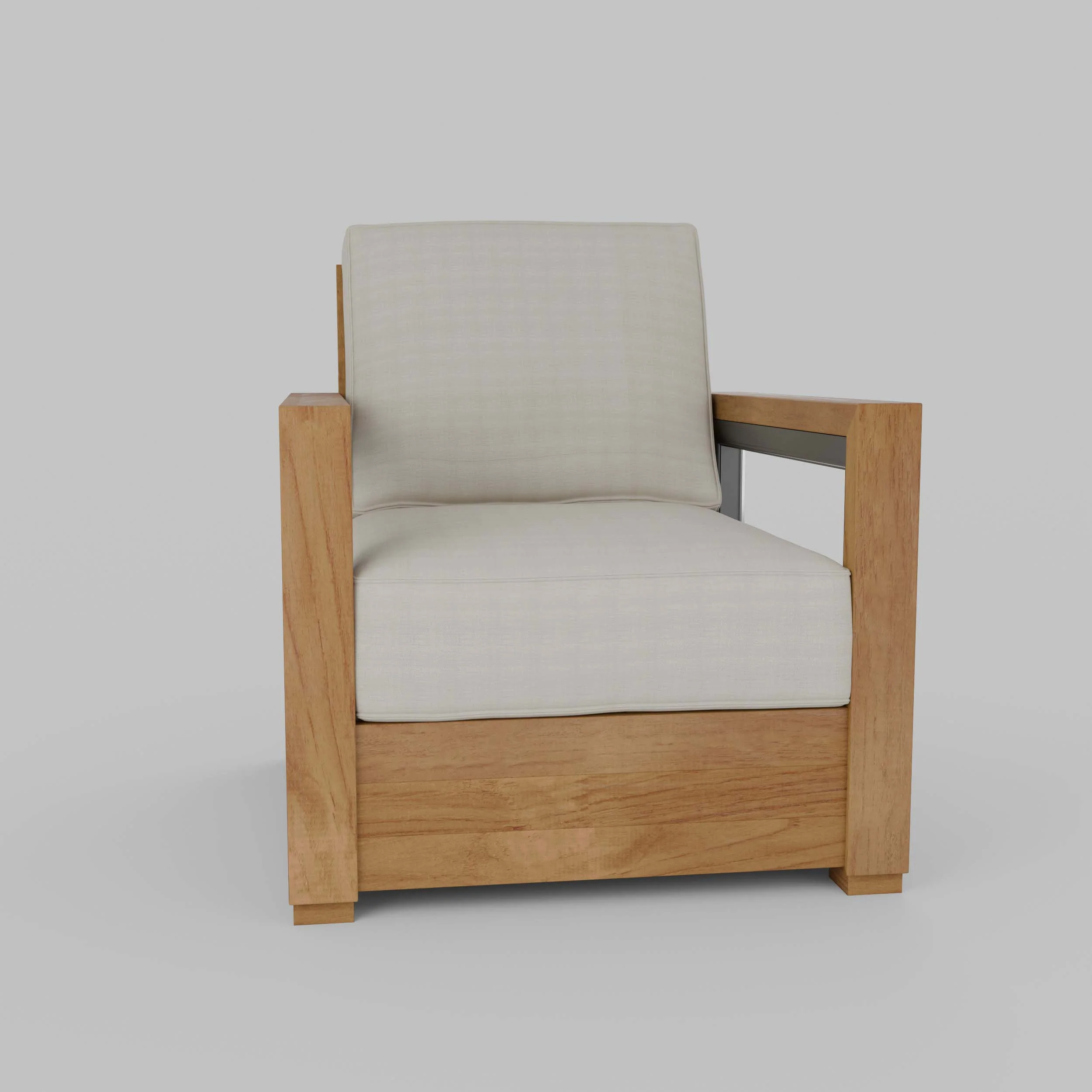 Hans Teak Outdoor Lounge Chair with Ivory Cushion - Image 64