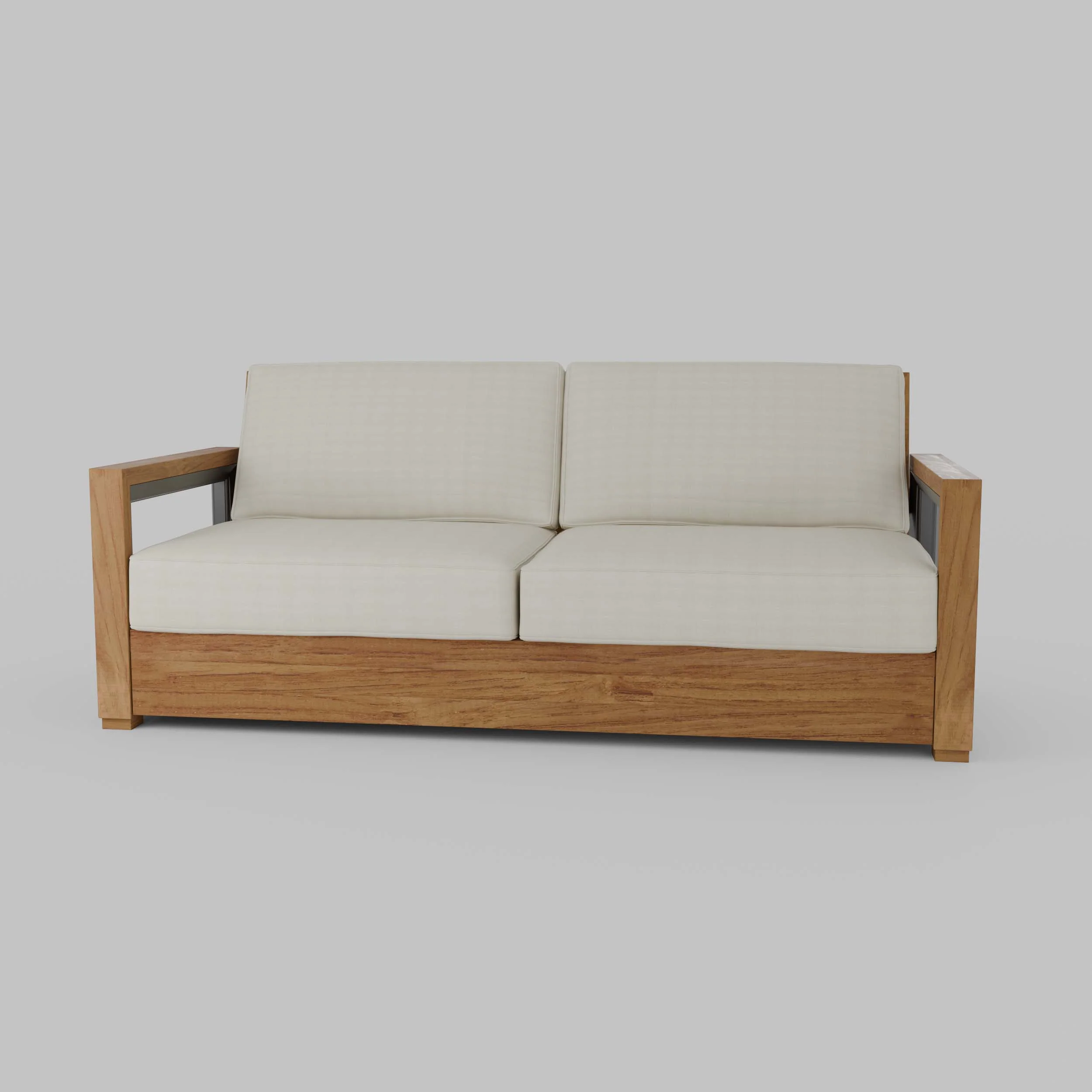 Hans Teak Wood Patio Sofa with Ivory Cushion - Image 16
