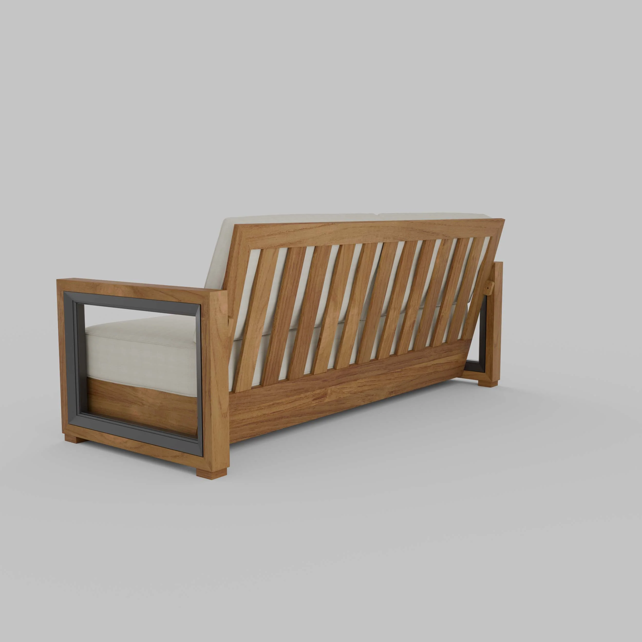 Hans Teak Wood Patio Sofa with Ivory Cushion - Image 19