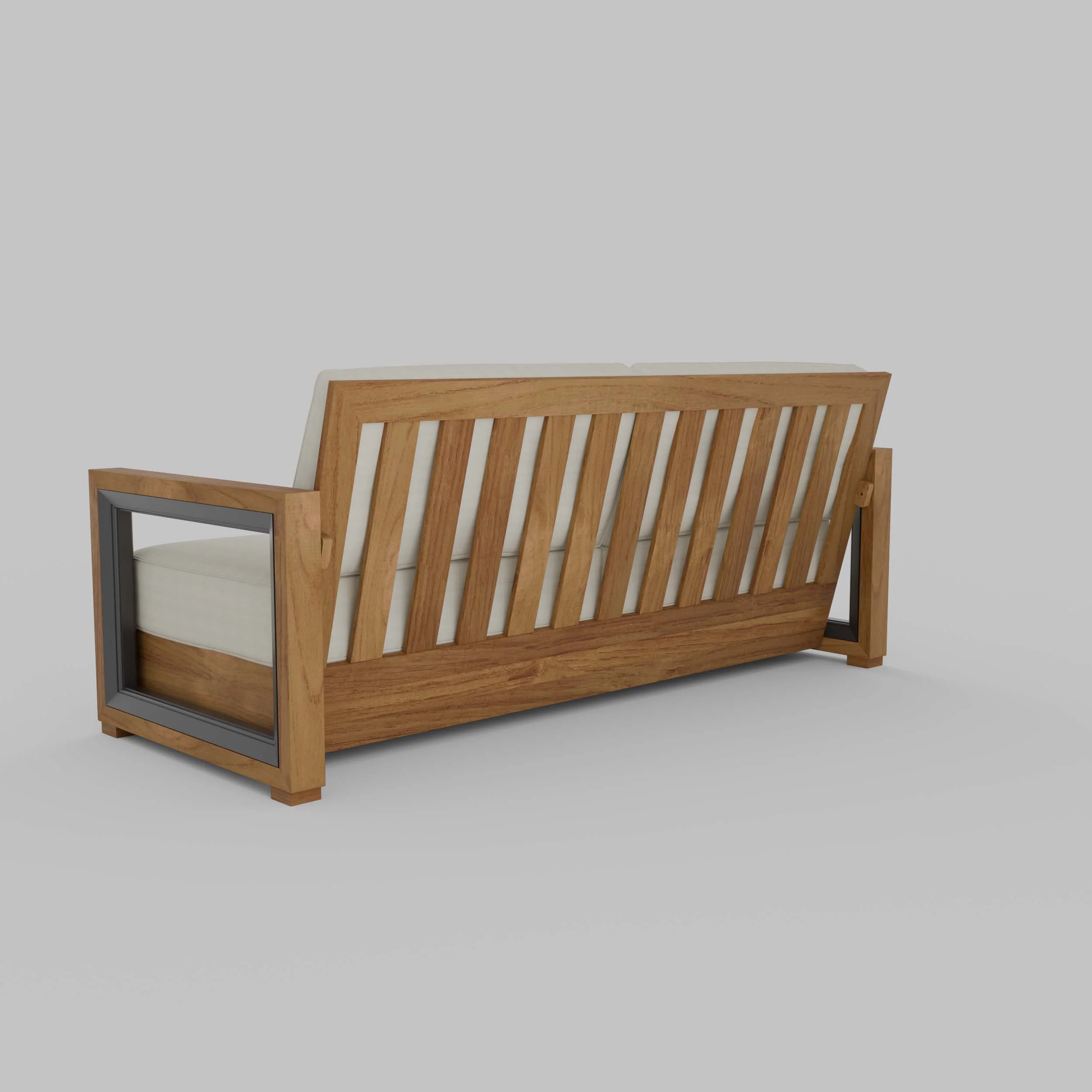 Hans Teak Wood Patio Sofa with Ivory Cushion - Image 20