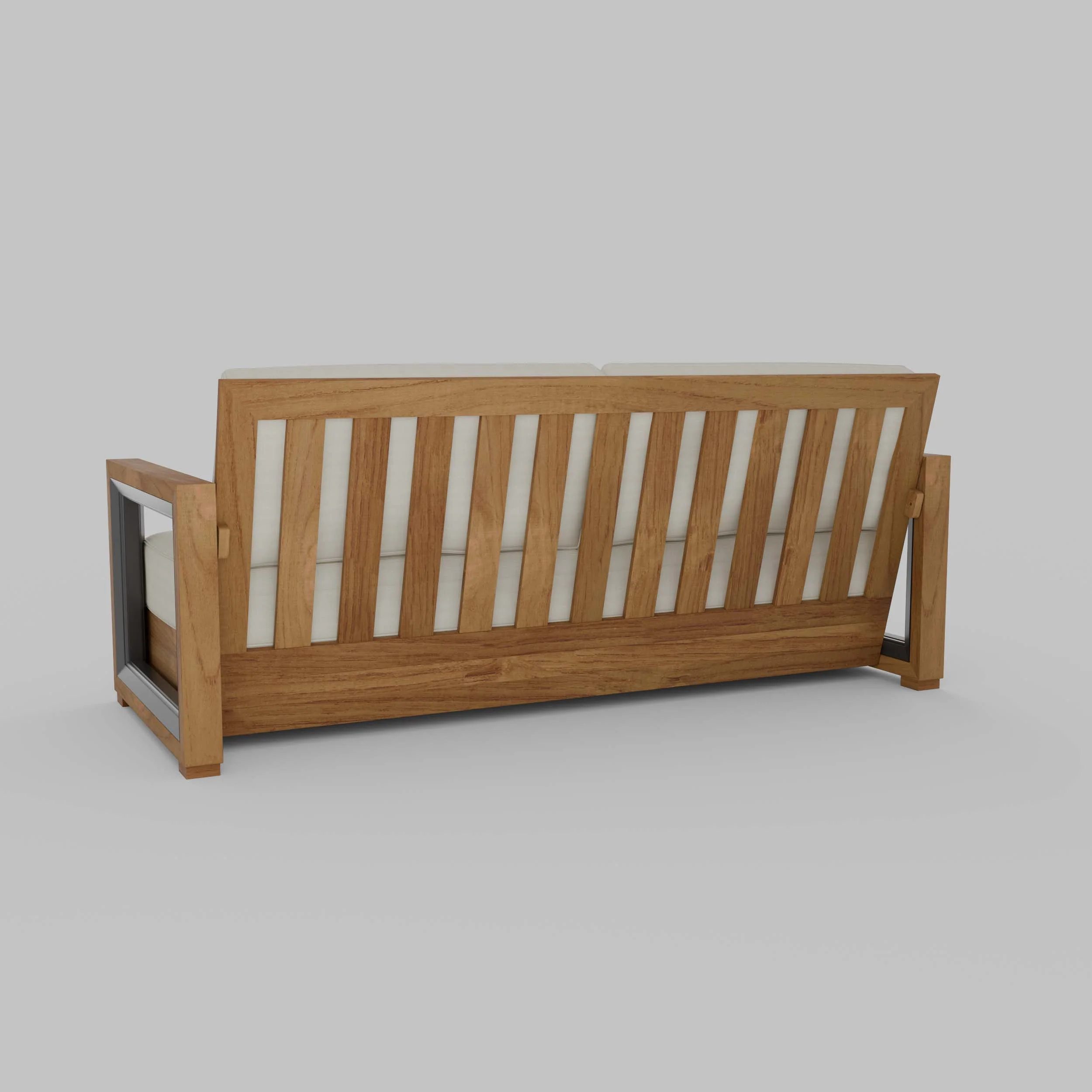 Hans Teak Wood Patio Sofa with Ivory Cushion - Image 21