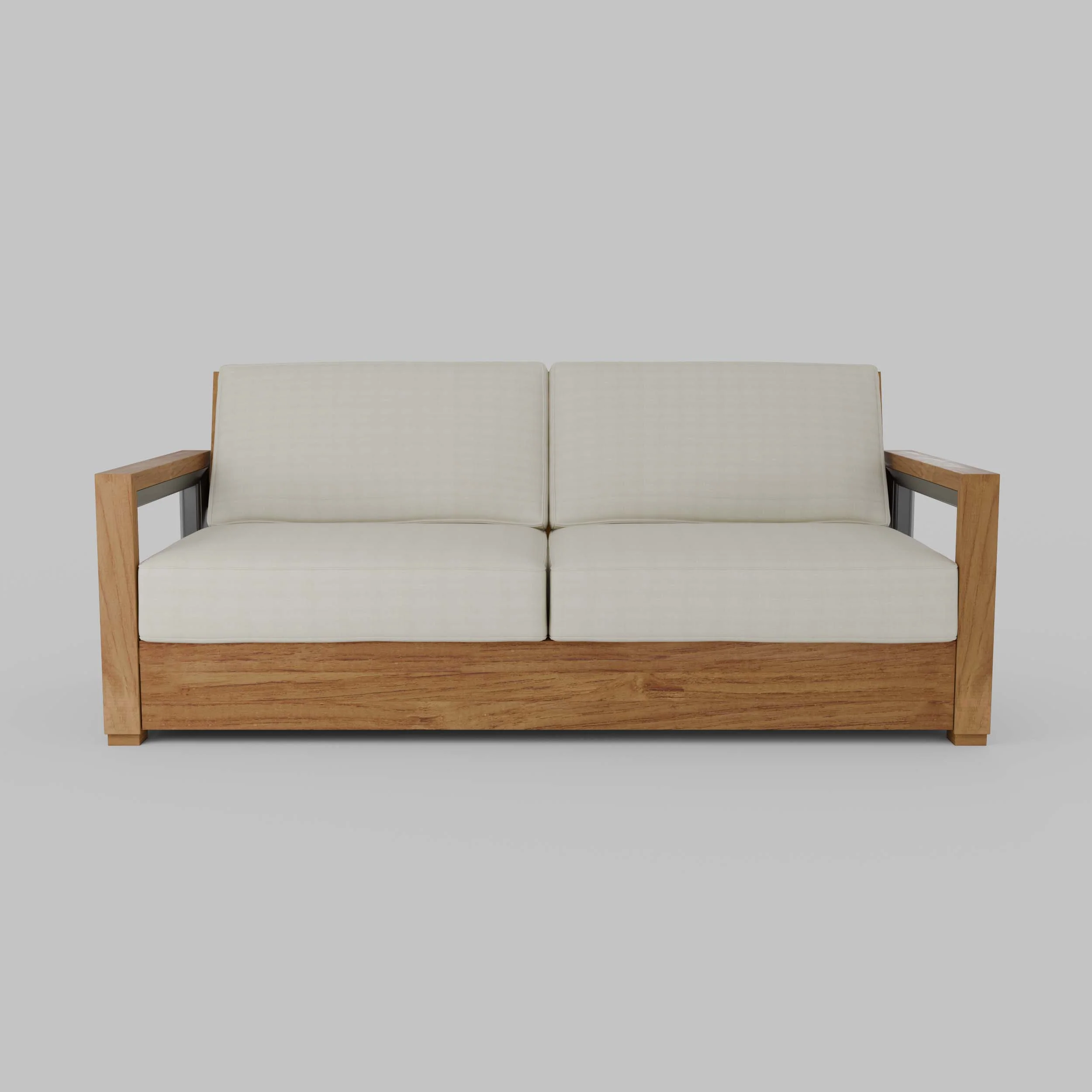 Hans Teak Wood Patio Sofa with Ivory Cushion - Image 22