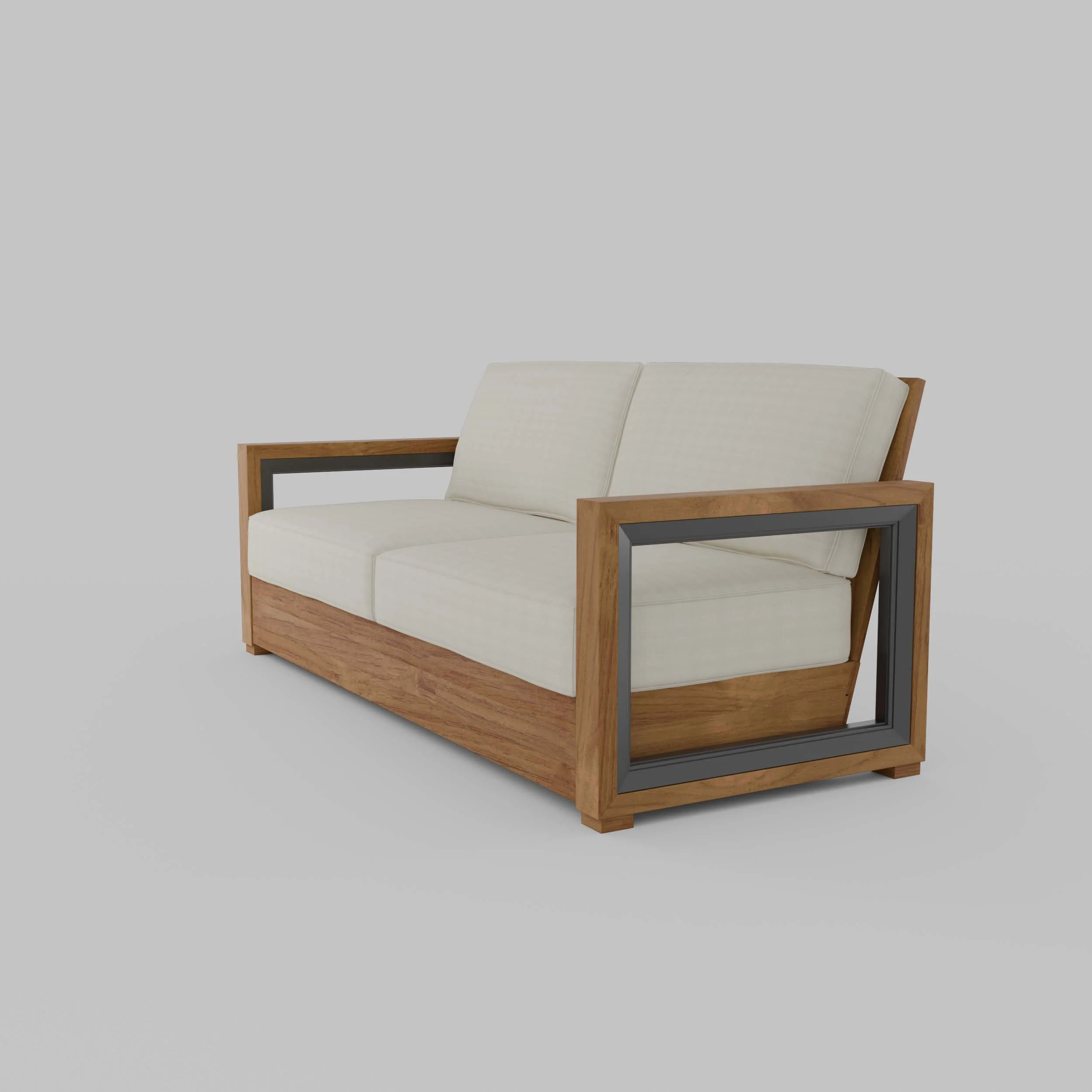 Hans Teak Wood Patio Sofa with Ivory Cushion - Image 27