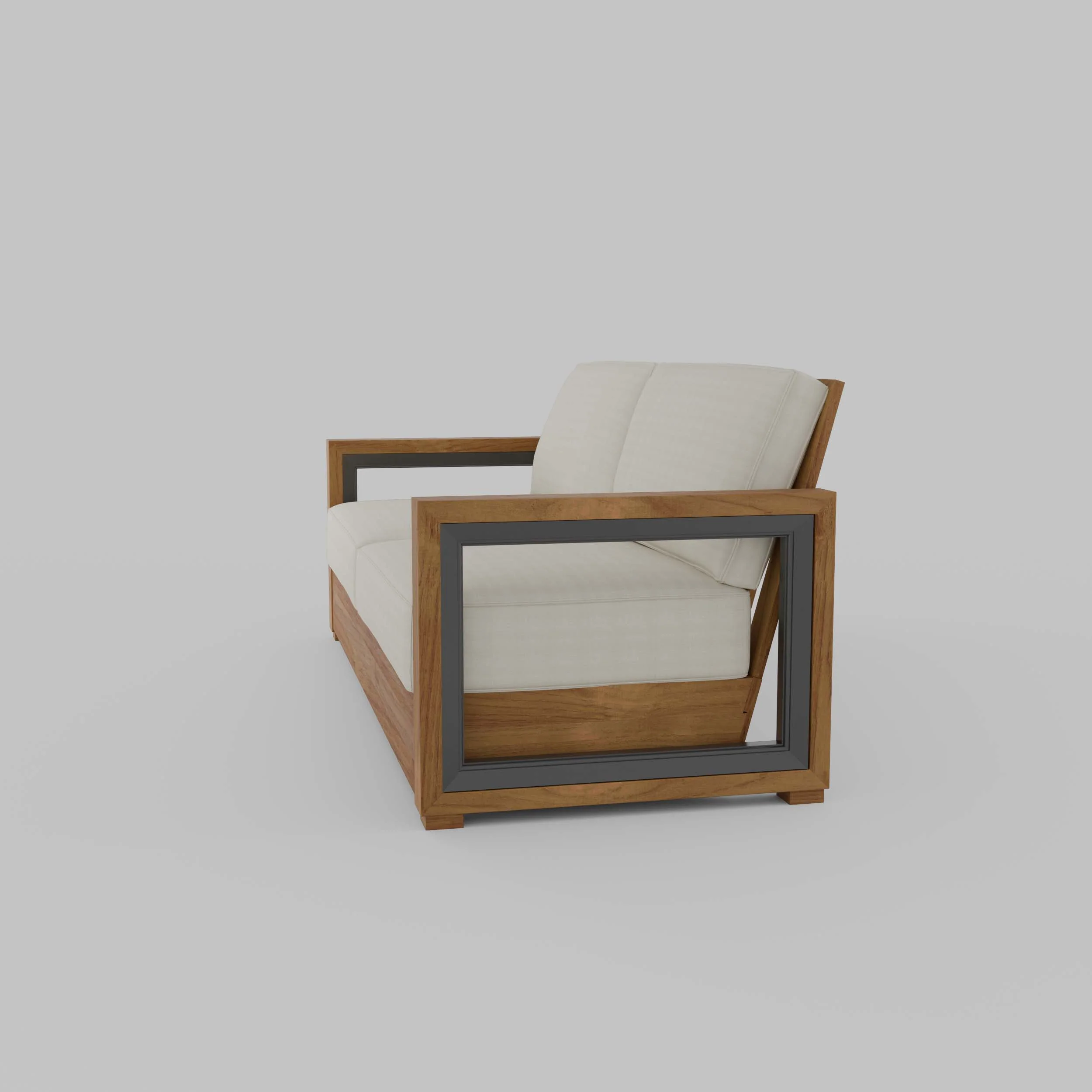 Hans Teak Wood Patio Sofa with Ivory Cushion - Image 28