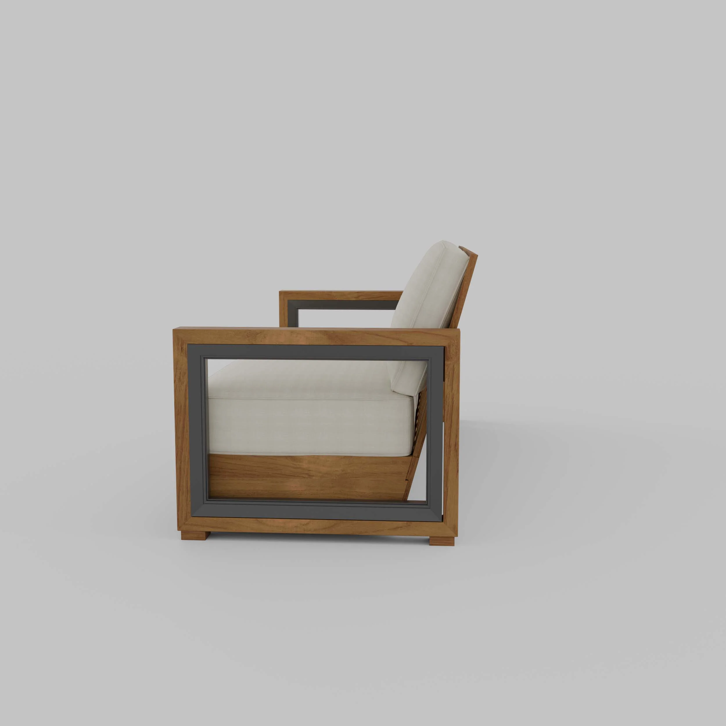 Hans Teak Wood Patio Sofa with Ivory Cushion - Image 30