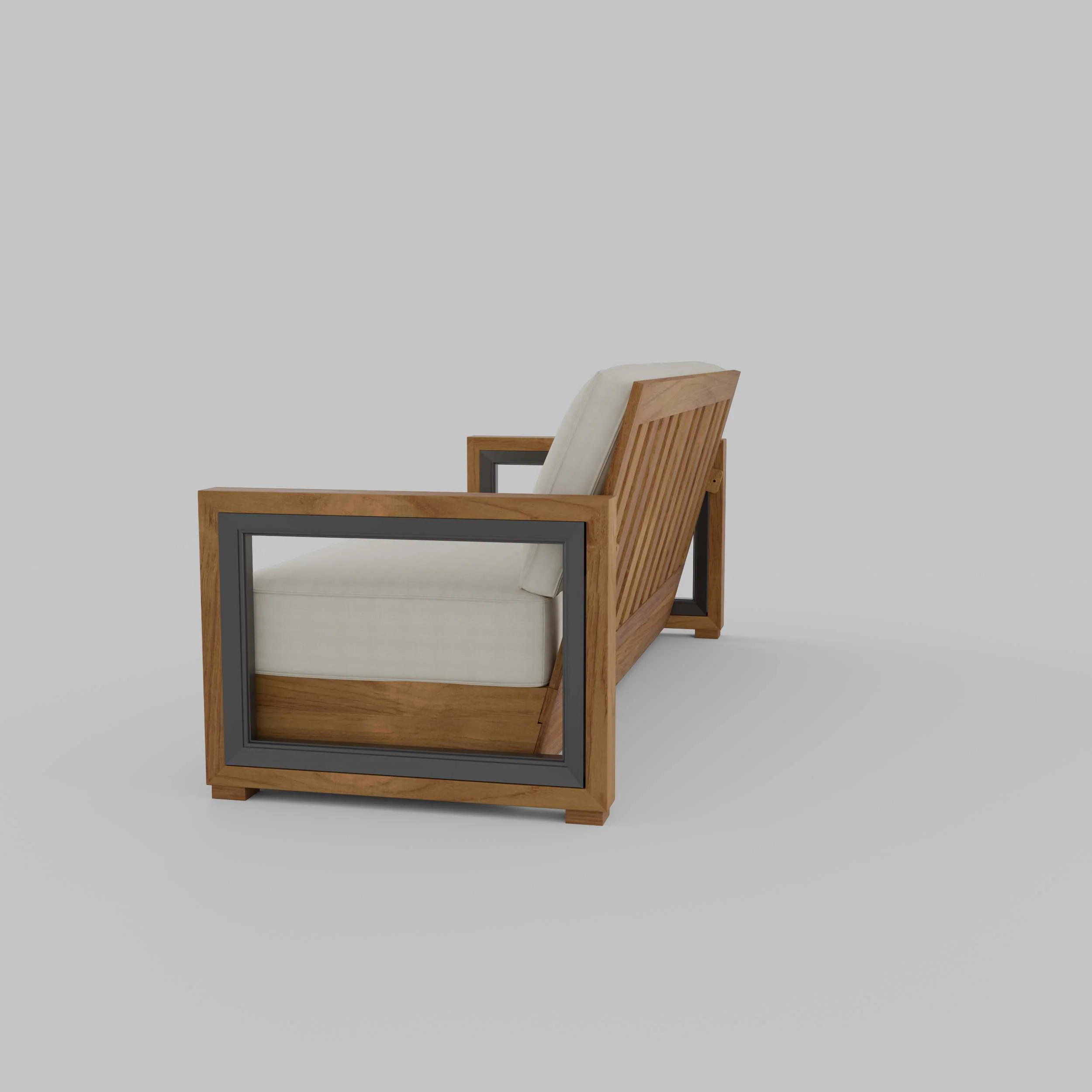 Hans Teak Wood Patio Sofa with Ivory Cushion - Image 31